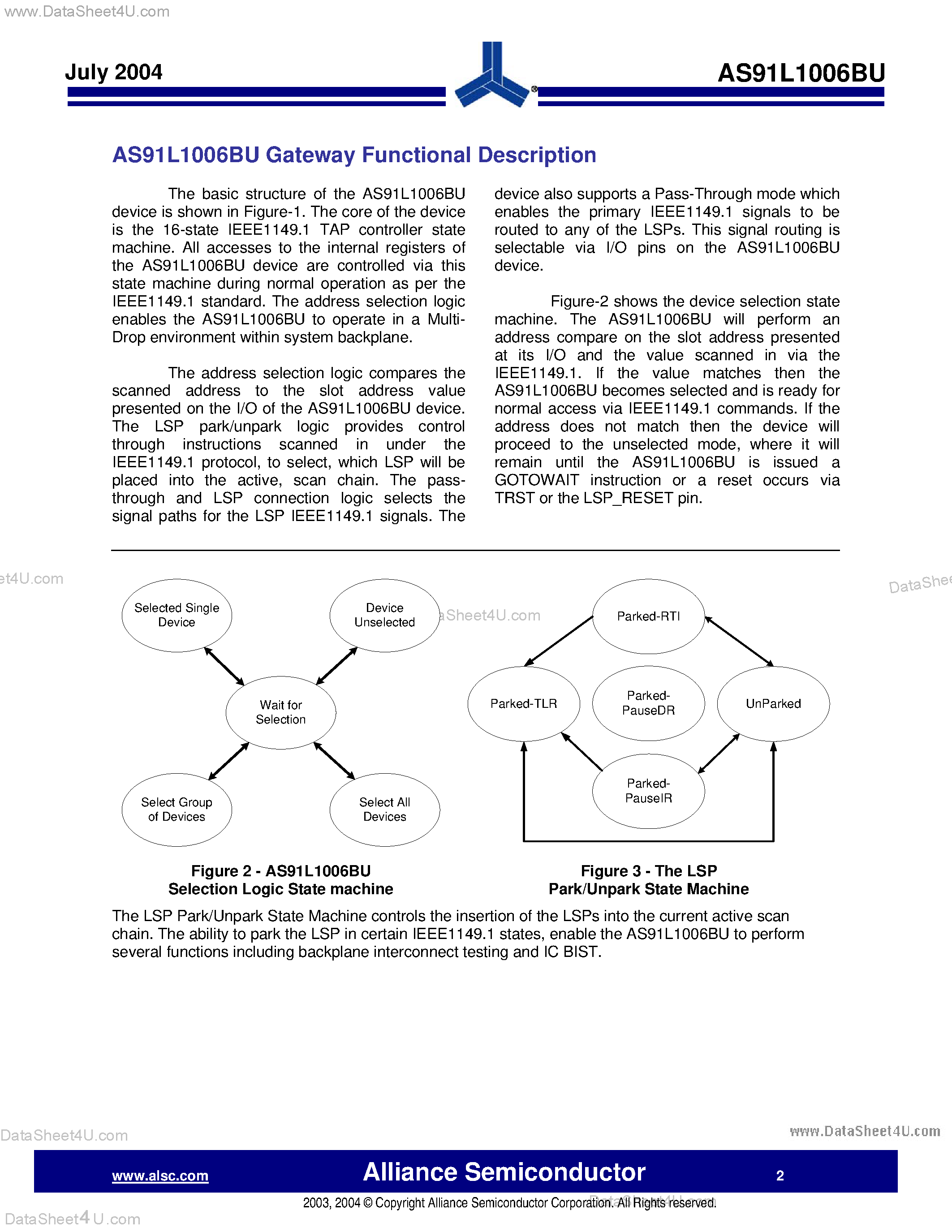 Datasheet AS91L1006BU page 2 Datasheet AS91L1006BU - 6-Port JTAG Gateway page 2
