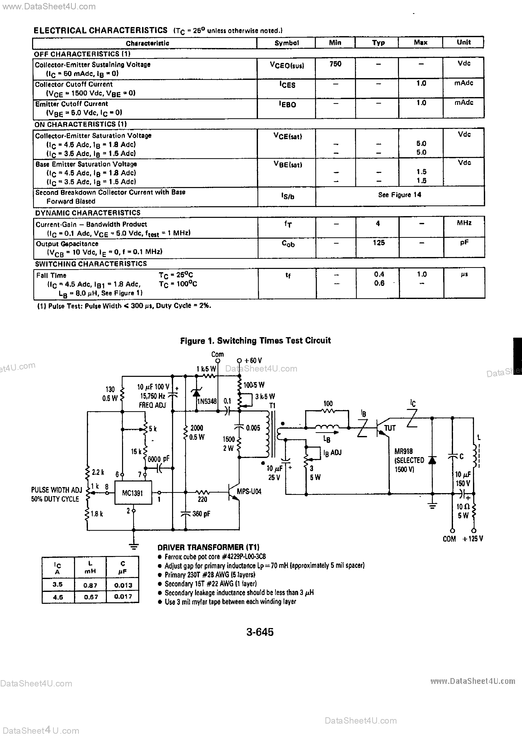 Datasheet MJ12004 - 5 Amp NPN Silicon Power Transistor page 2