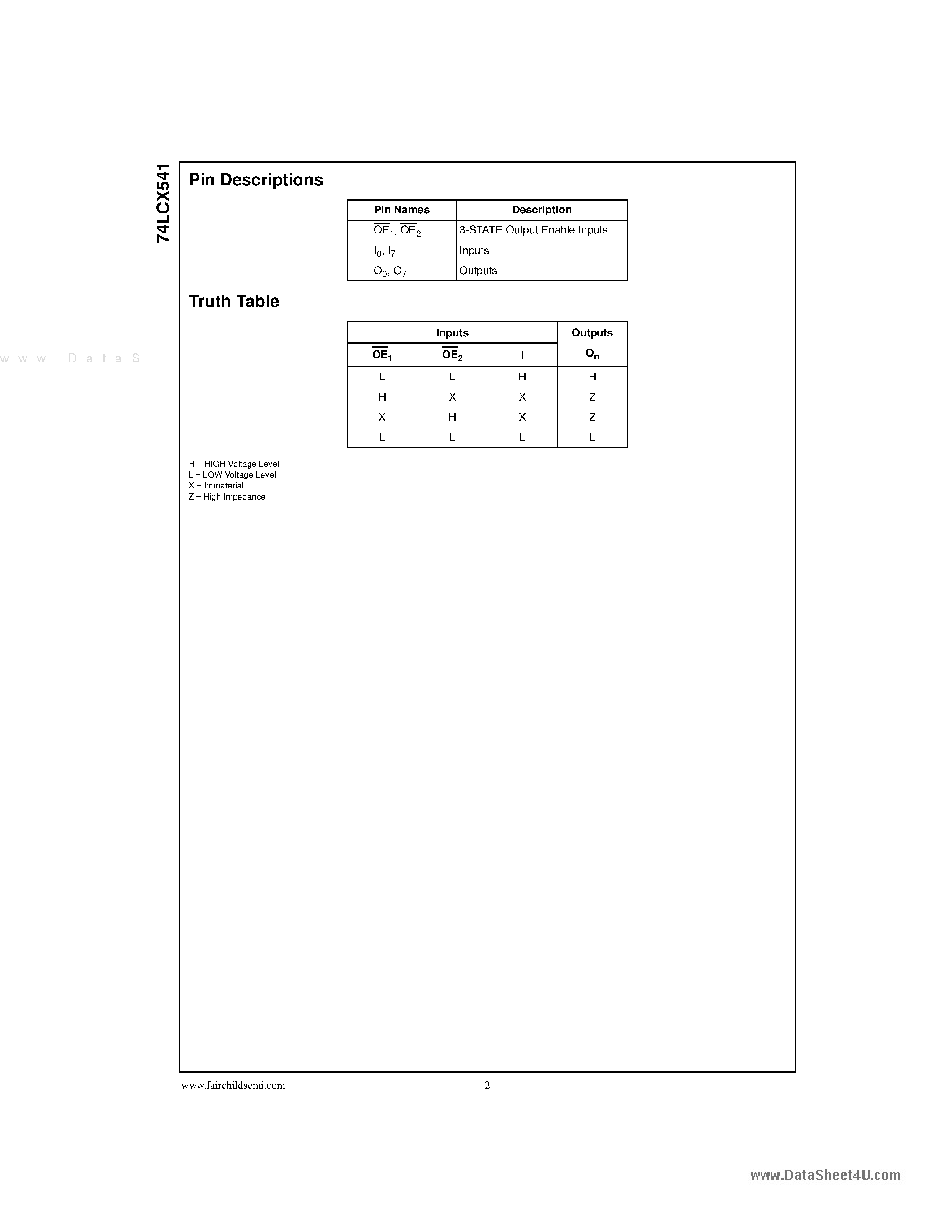Datasheet LCX541 - Search -----> 74LCX541 page 2