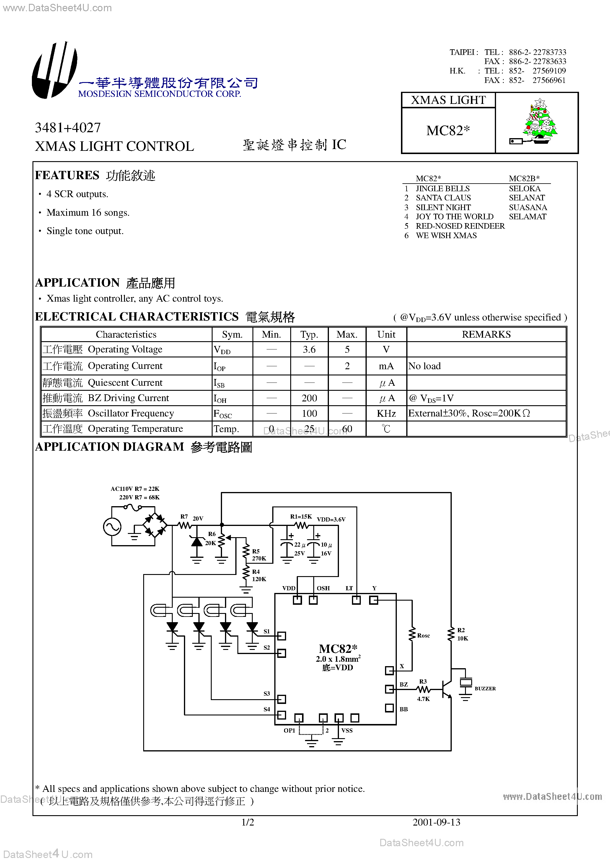 Datasheet MC824P - (MC82x) Xmax Light Control page 1