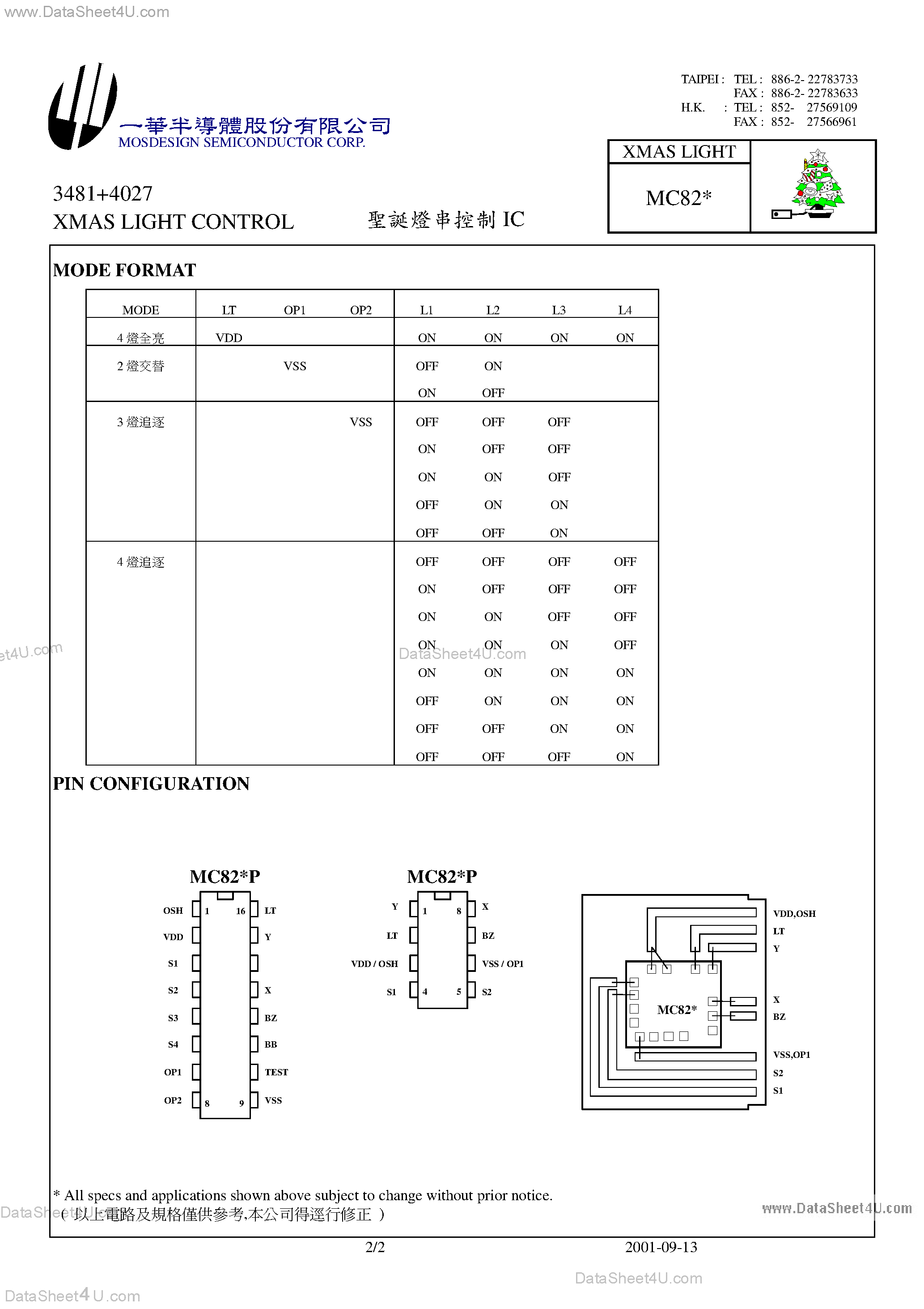 Datasheet MC824P - (MC82x) Xmax Light Control page 2
