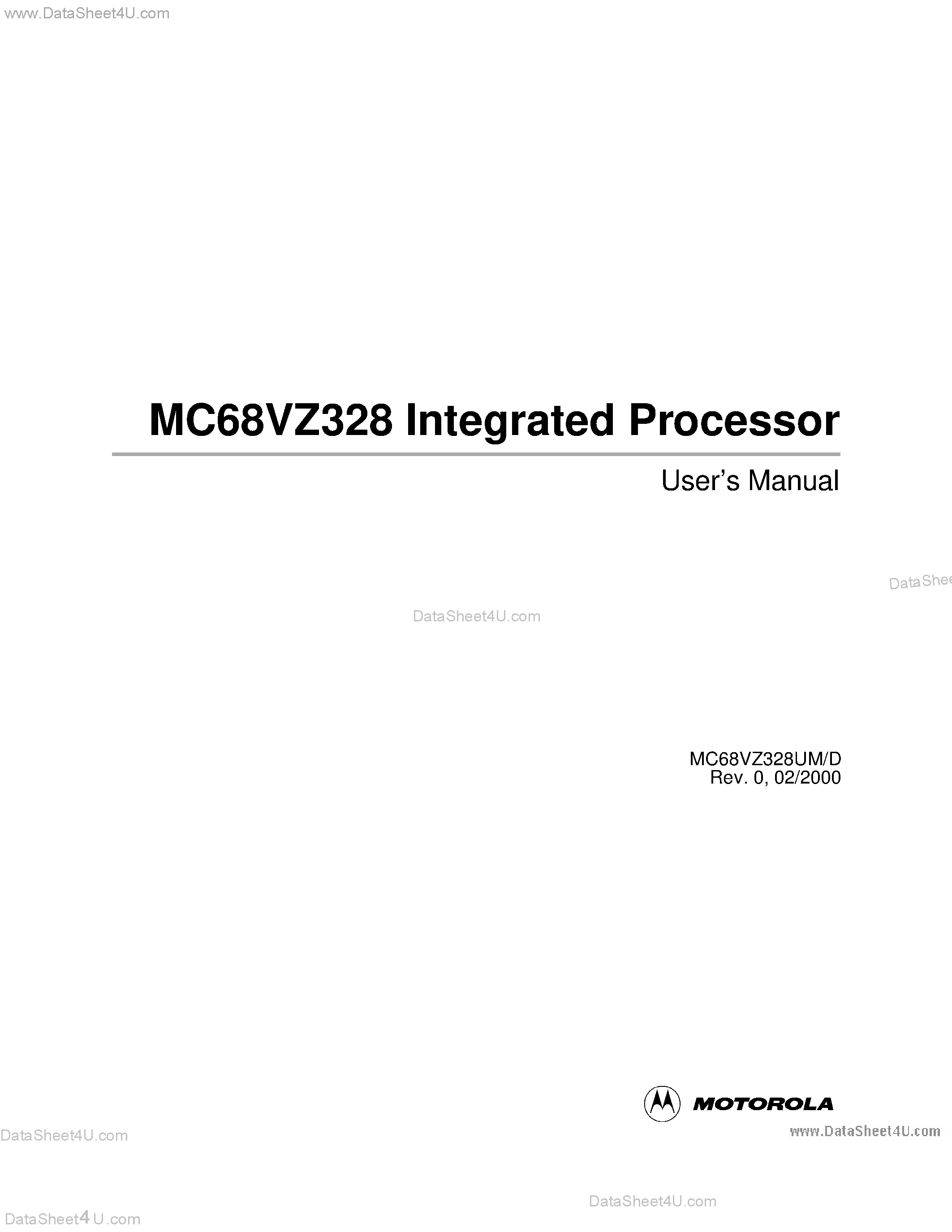 Даташит на микросхему MC68VZ328 страница 1 Даташит MC68VZ328 - Integrated Portable System Processor Product Brief страница 1