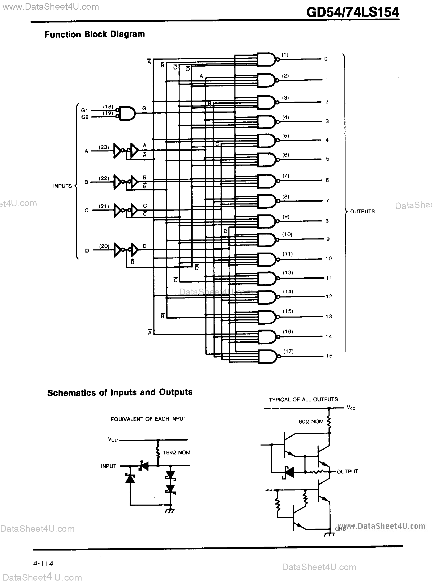 Даташит GD74LS154 - 4-Line to 16-Line Decoders / Demultiplexers страница 2