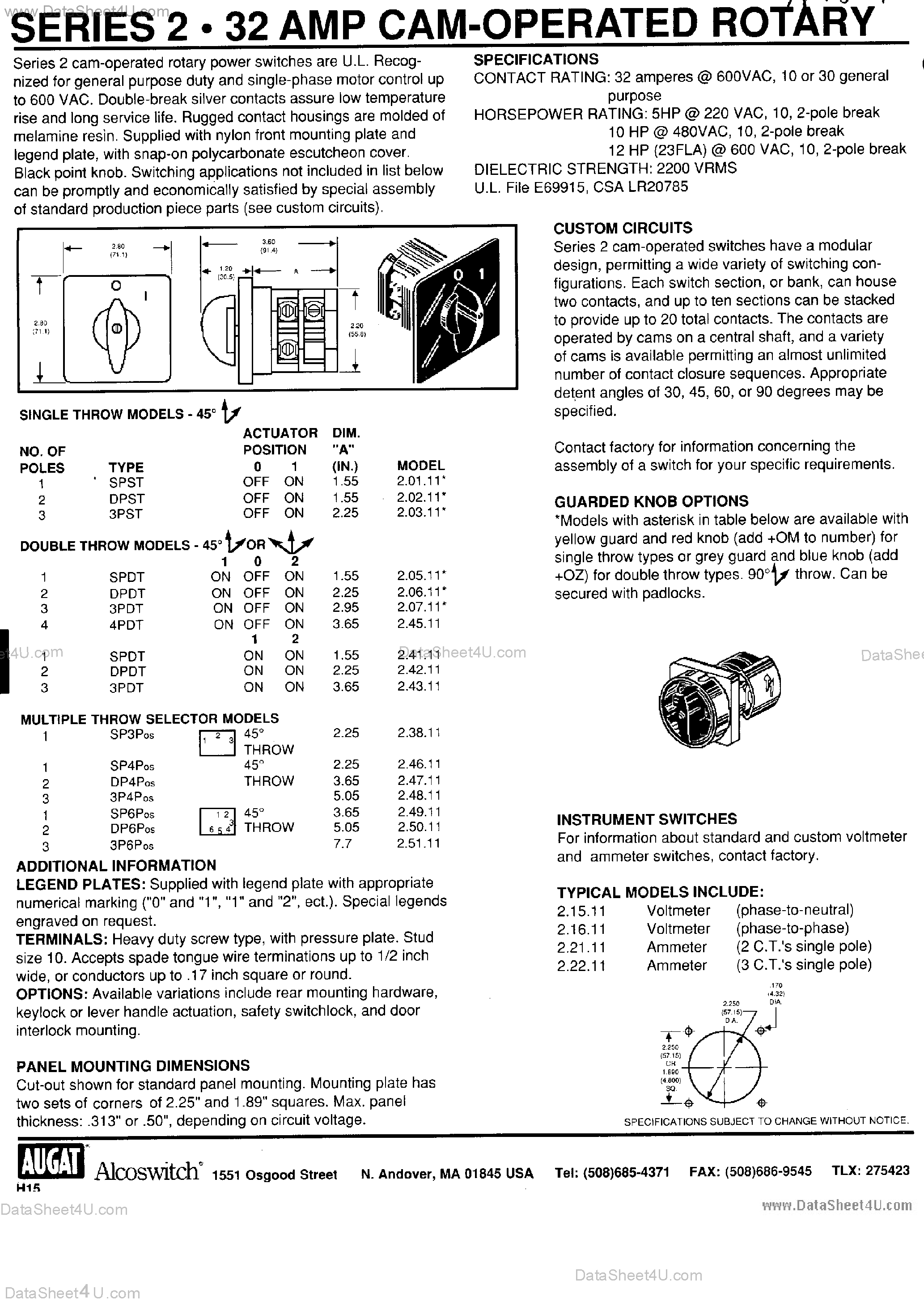 Datasheet CM1625RF72D - (CM Series) Compact Modular Power Rotary Switches page 2
