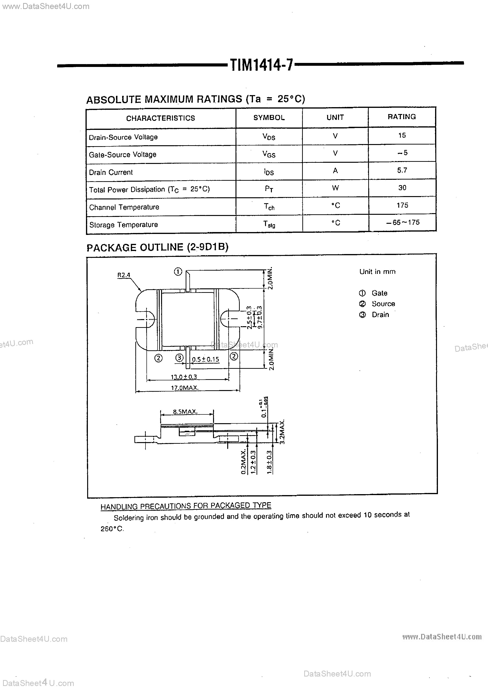 Datasheet TIM1414-7 - MICROWAVE POWER GAAS FET page 2