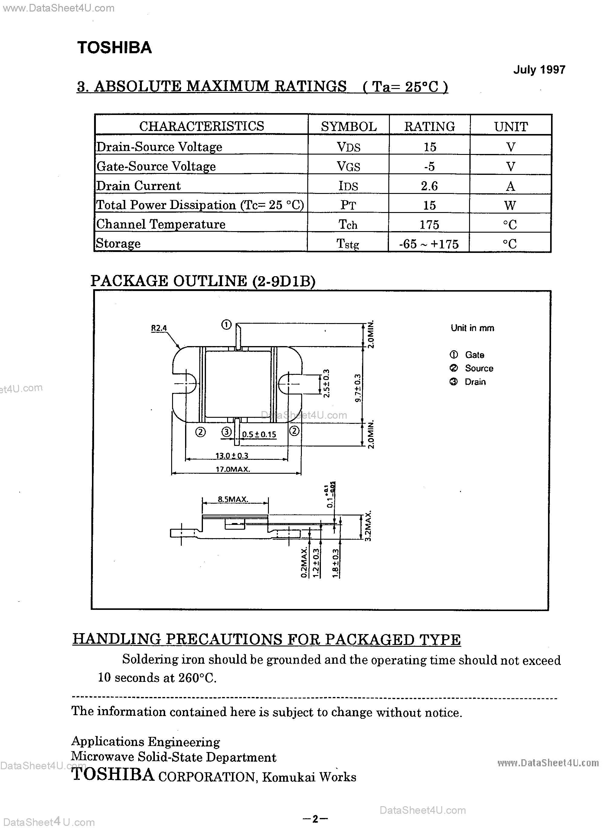 Datasheet TIM1414-2-252 - Microwave Power GaAs FET page 2