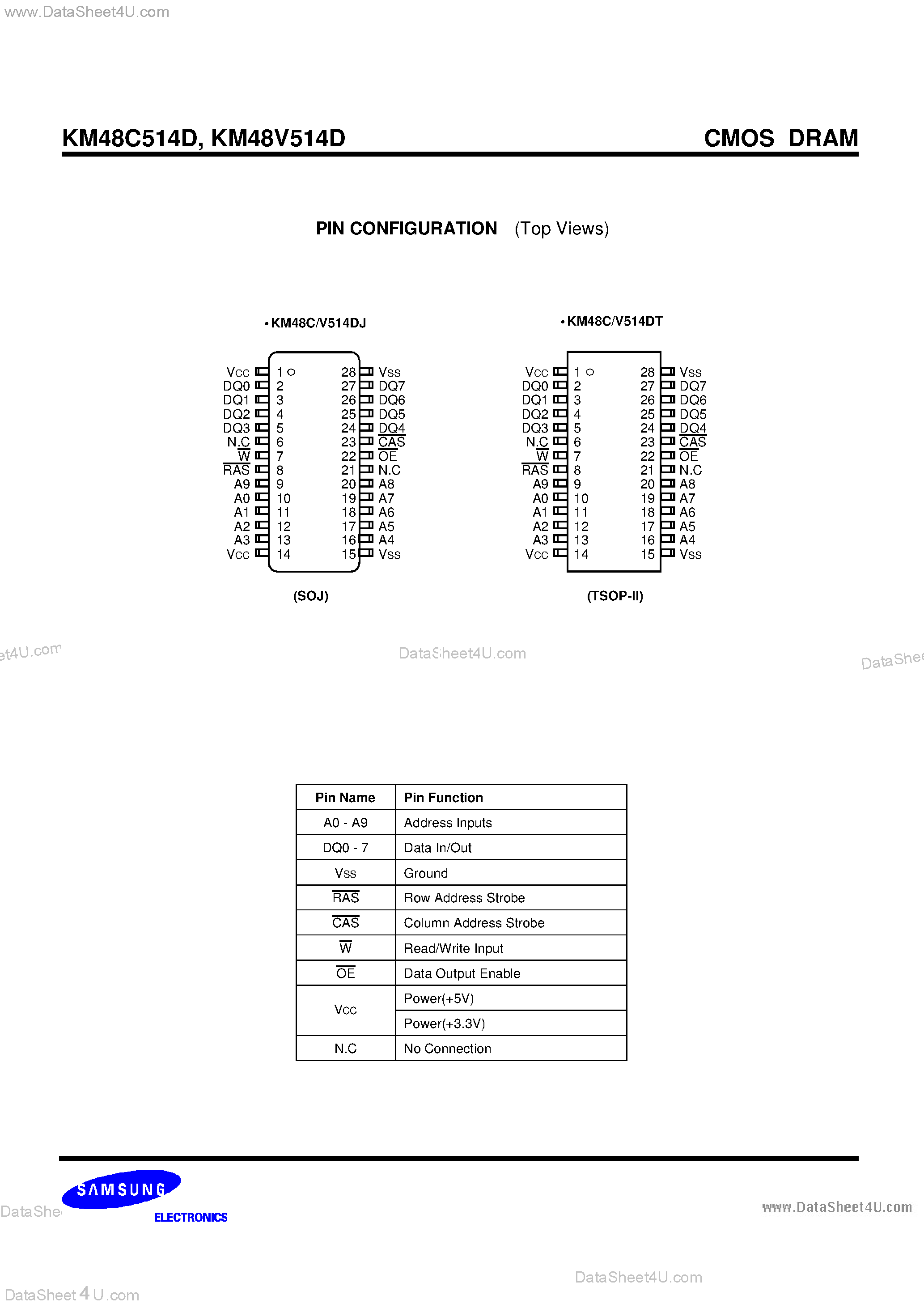 Даташит KM48C514D - 512K x 8-Bit CMOS DRAM страница 2