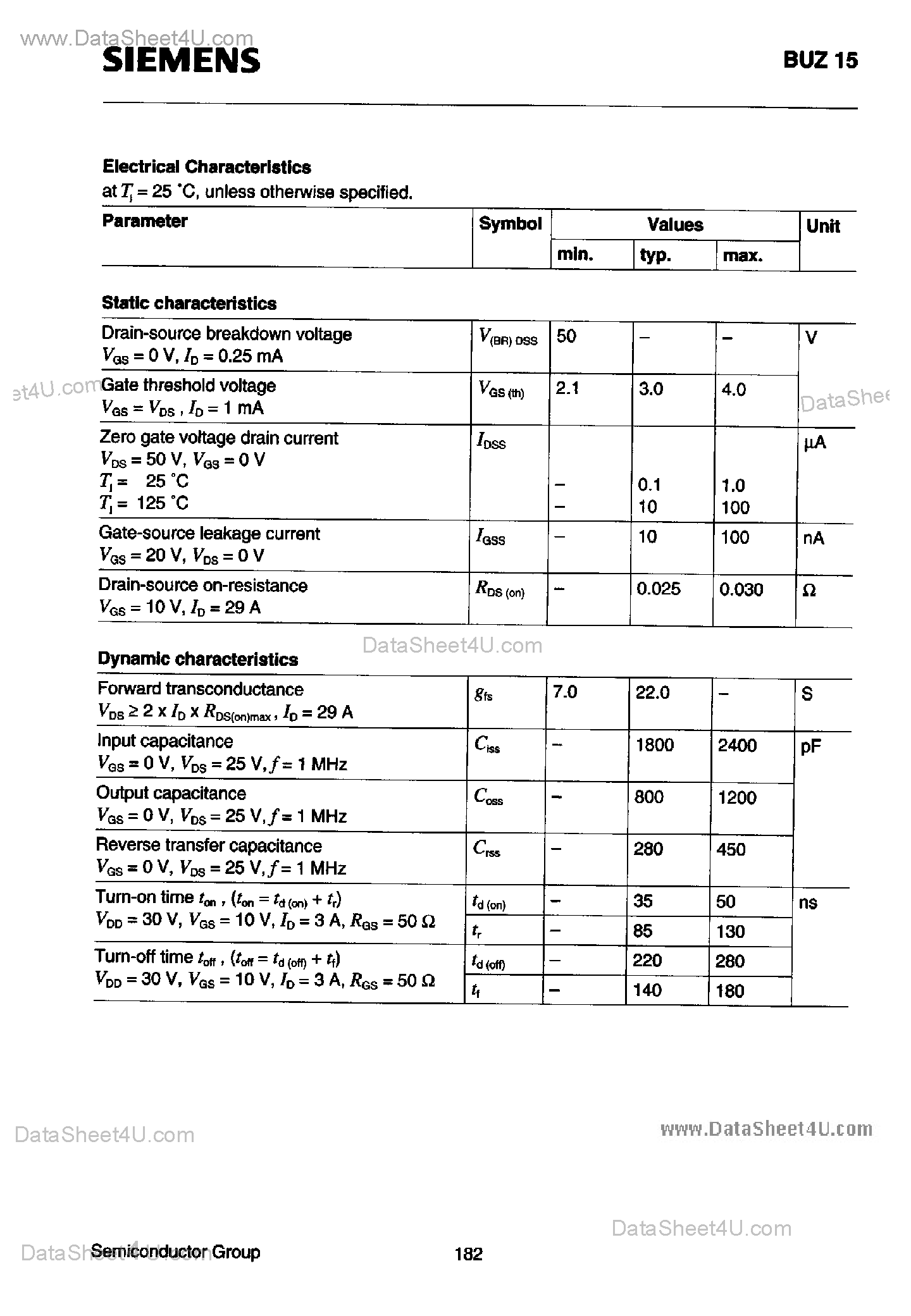 Даташит BUZ15 - SIPMOS POWER TRANSISTOR страница 2