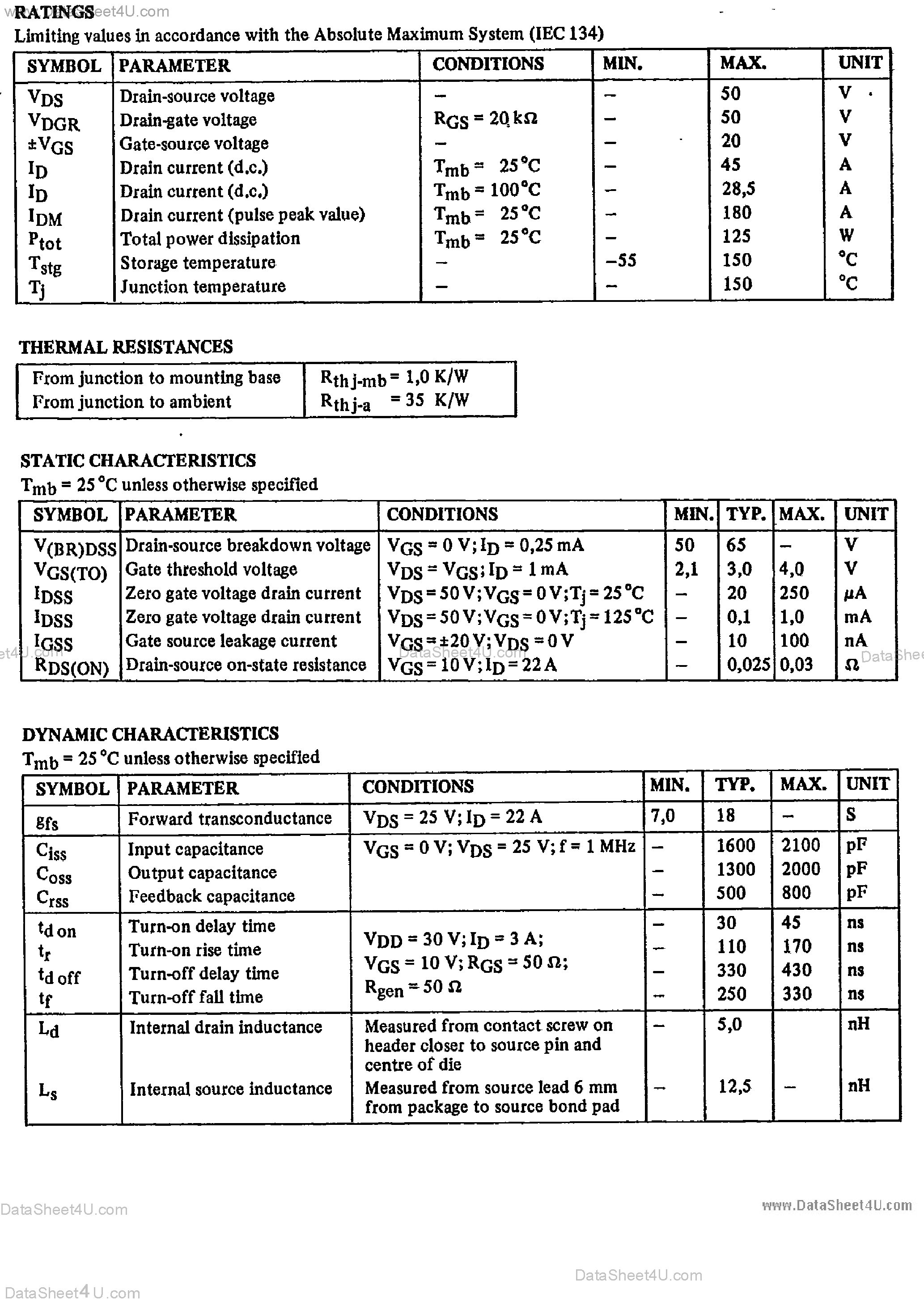 Datasheet BUZ15 page 2 Datasheet BUZ15 - Power MOS Transistor page 2