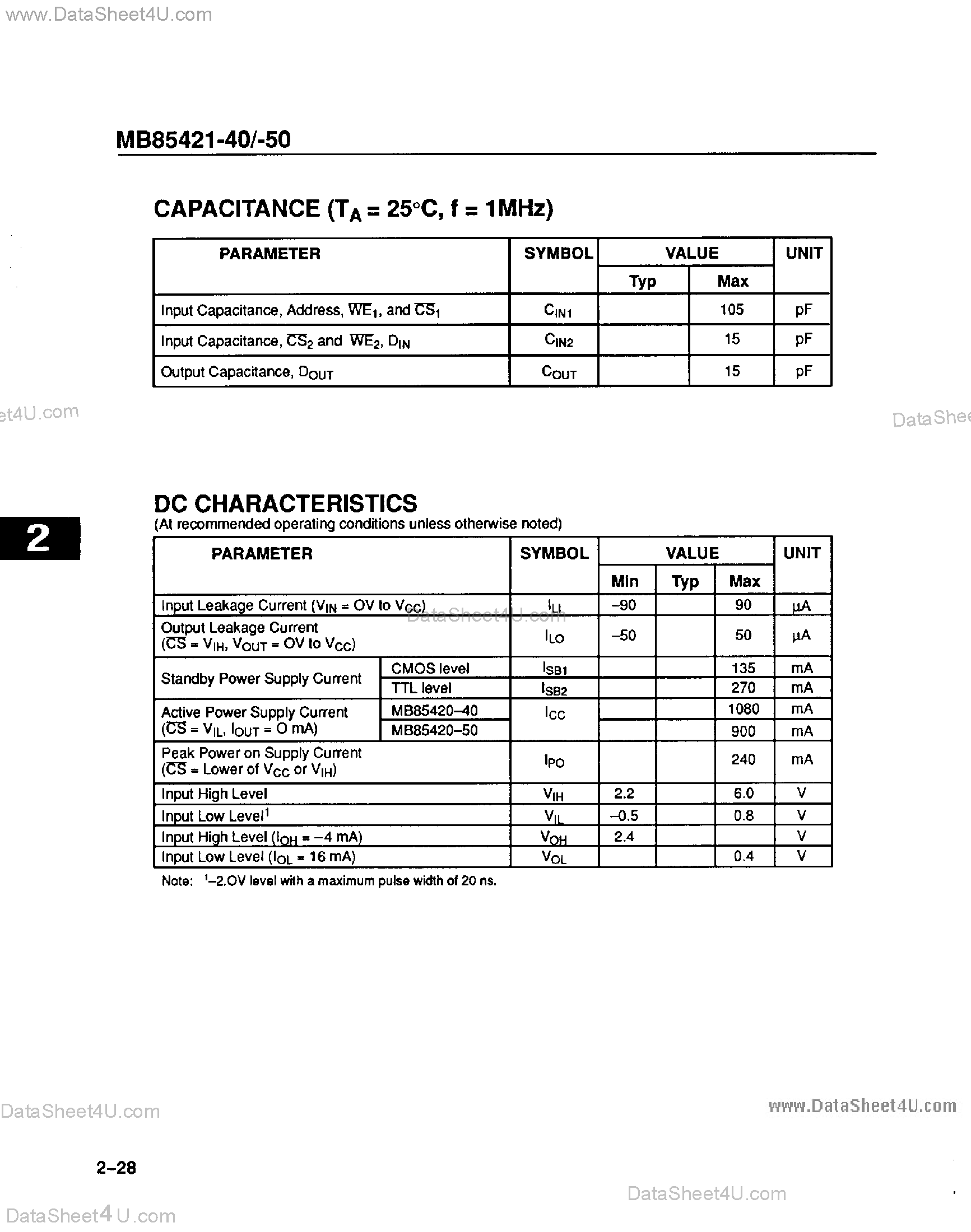 Datasheet MB85421 - 262144 Words x 9-Bit page 2