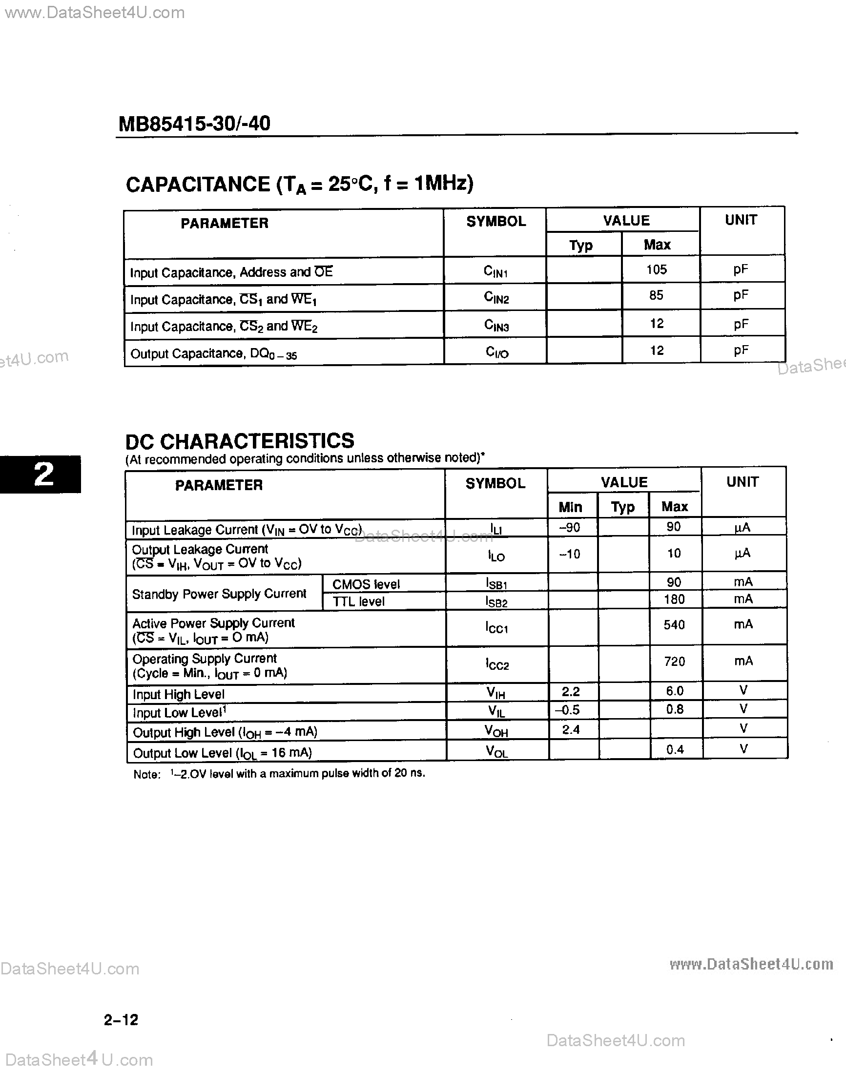 Datasheet MB85415 page 2 Datasheet MB85415 - 16384 Words x 36-Bit page 2