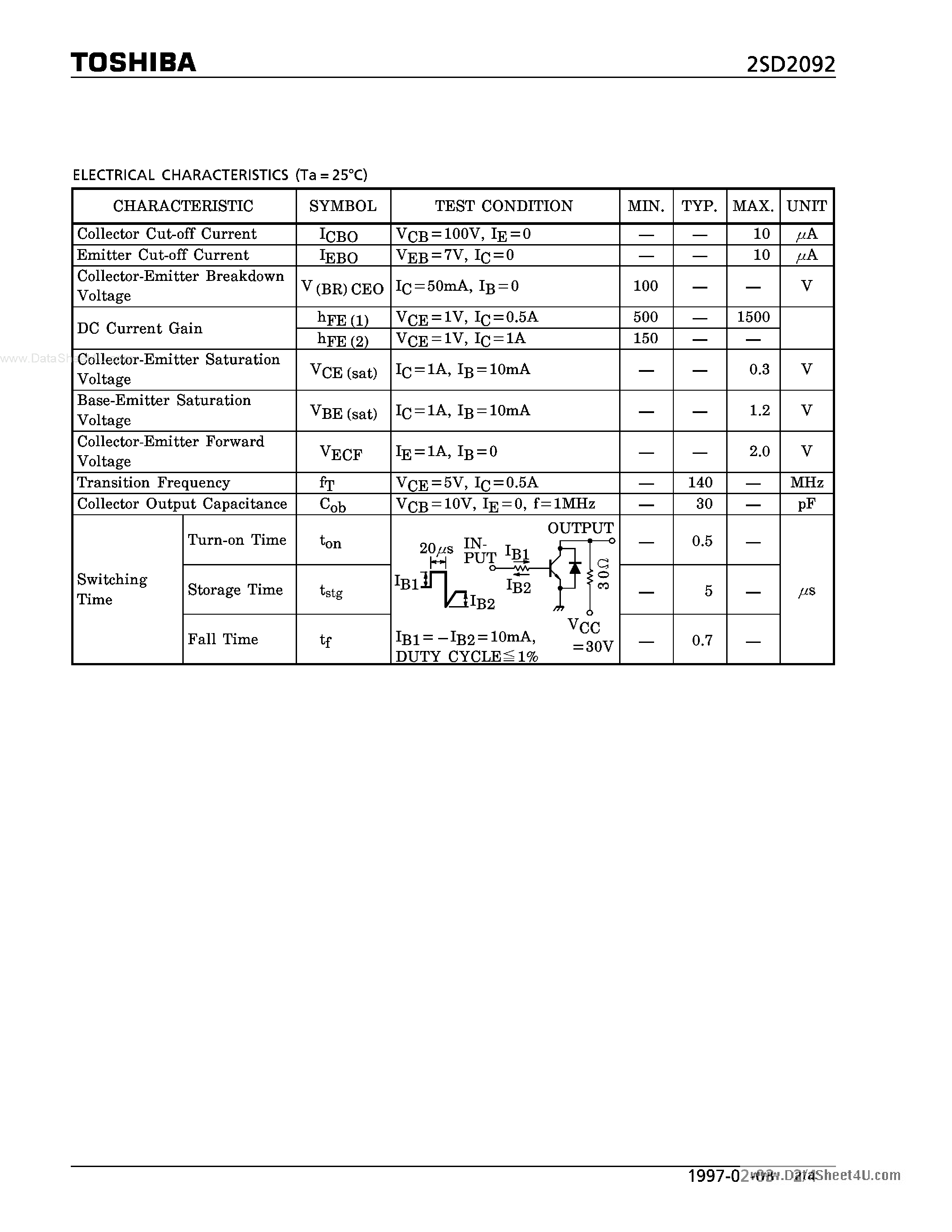 Datasheet D2092 - Search -----> 2SD2092 / KTD2092 page 2