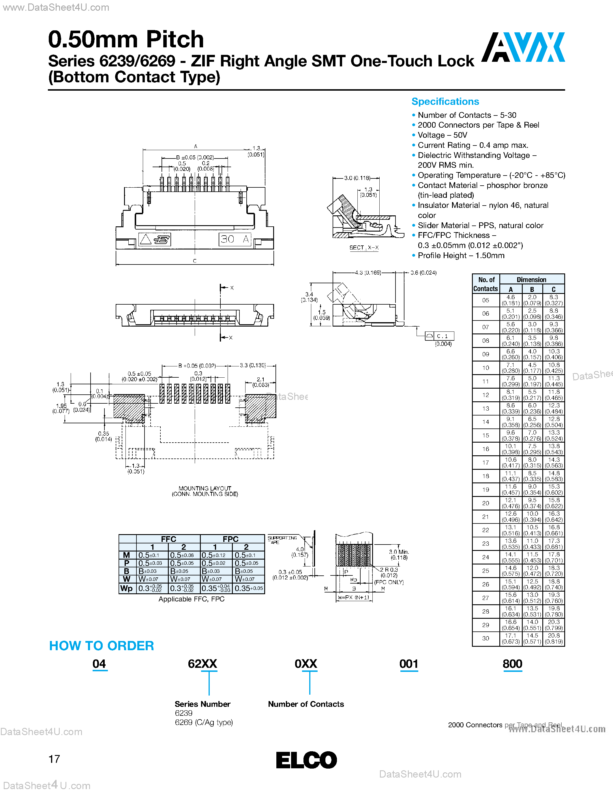 Datasheet 04-6239-012-001-800 - 0.50mm Pitch page 1
