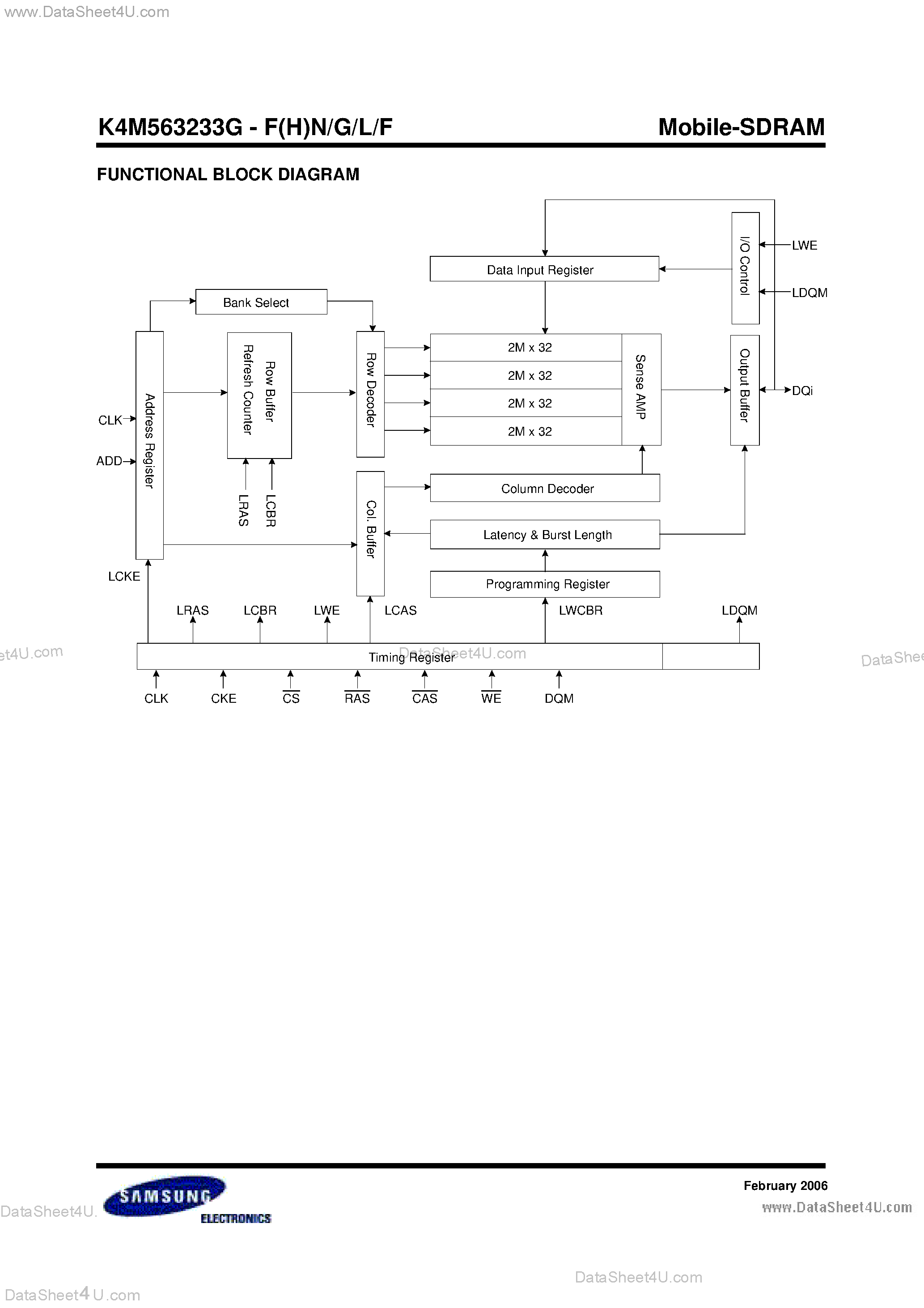 Datasheet K4M563233G - 2M x 32Bit x 4 Banks Mobile SDRAM in 90FBGA page 2