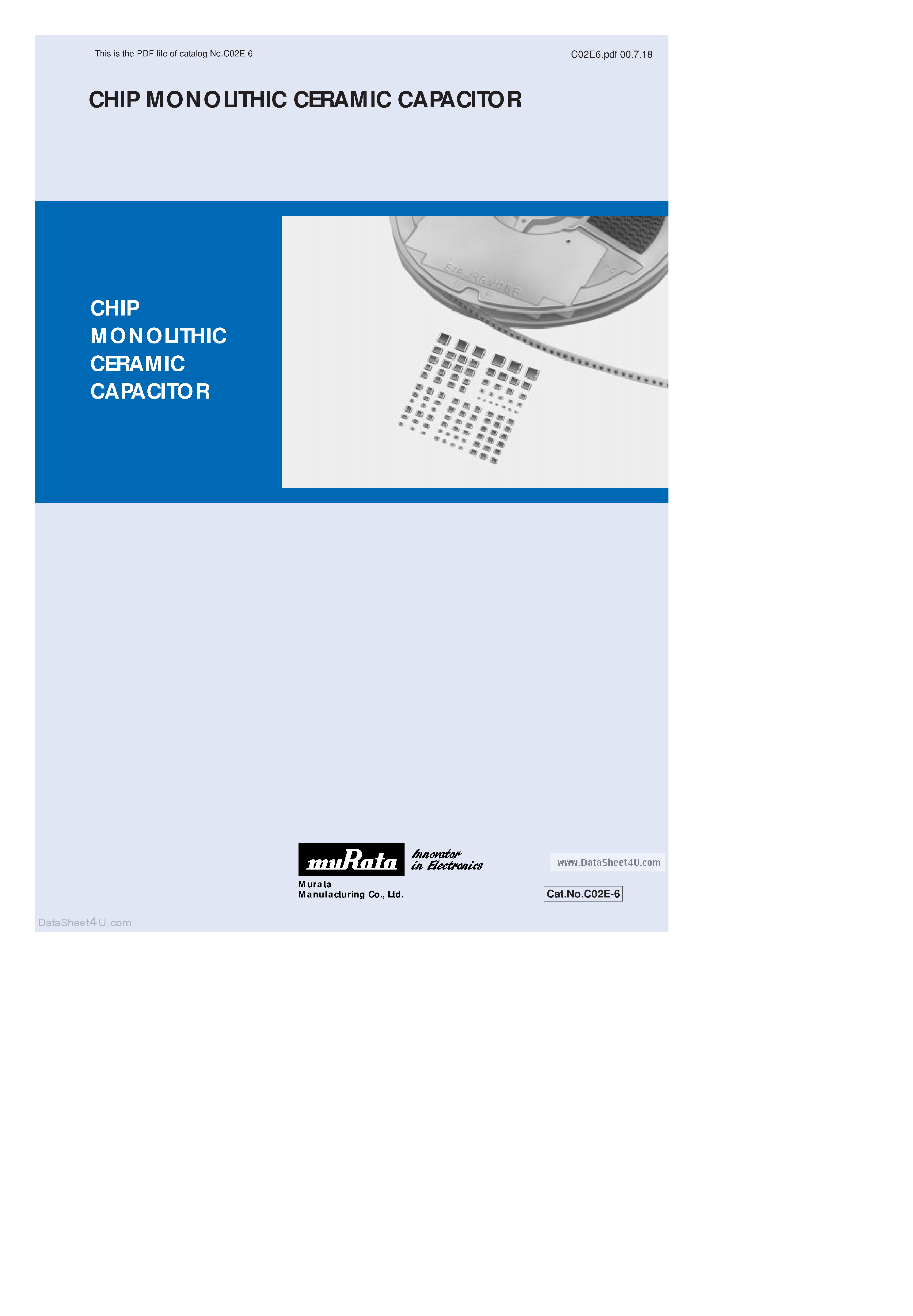 Datasheet GHM1030xxxxx - (GHM3000 Series) Chip Monolithic Ceramic Capacitor page 1