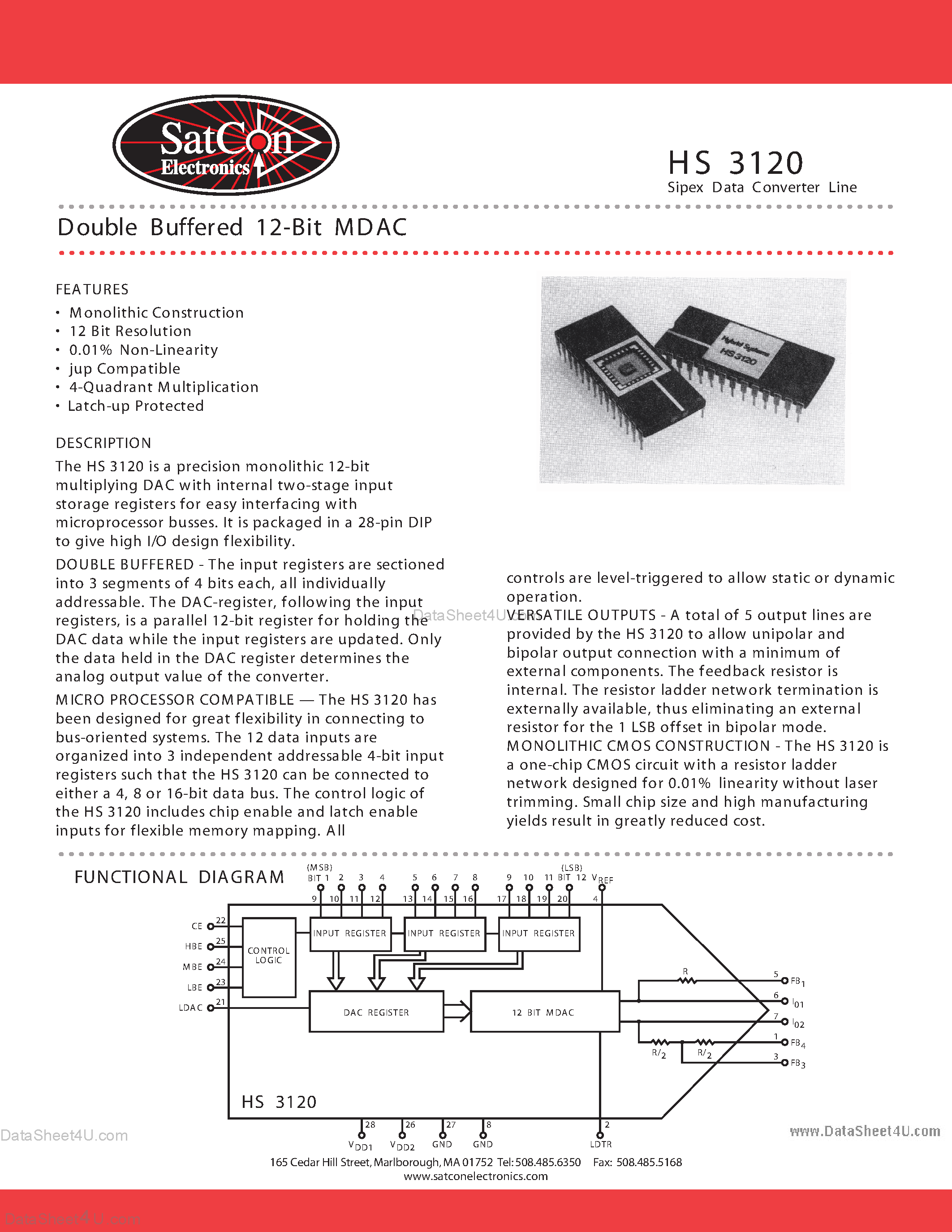 Datasheet HS3120 - Double Buffered 12-Bit MDAC page 1