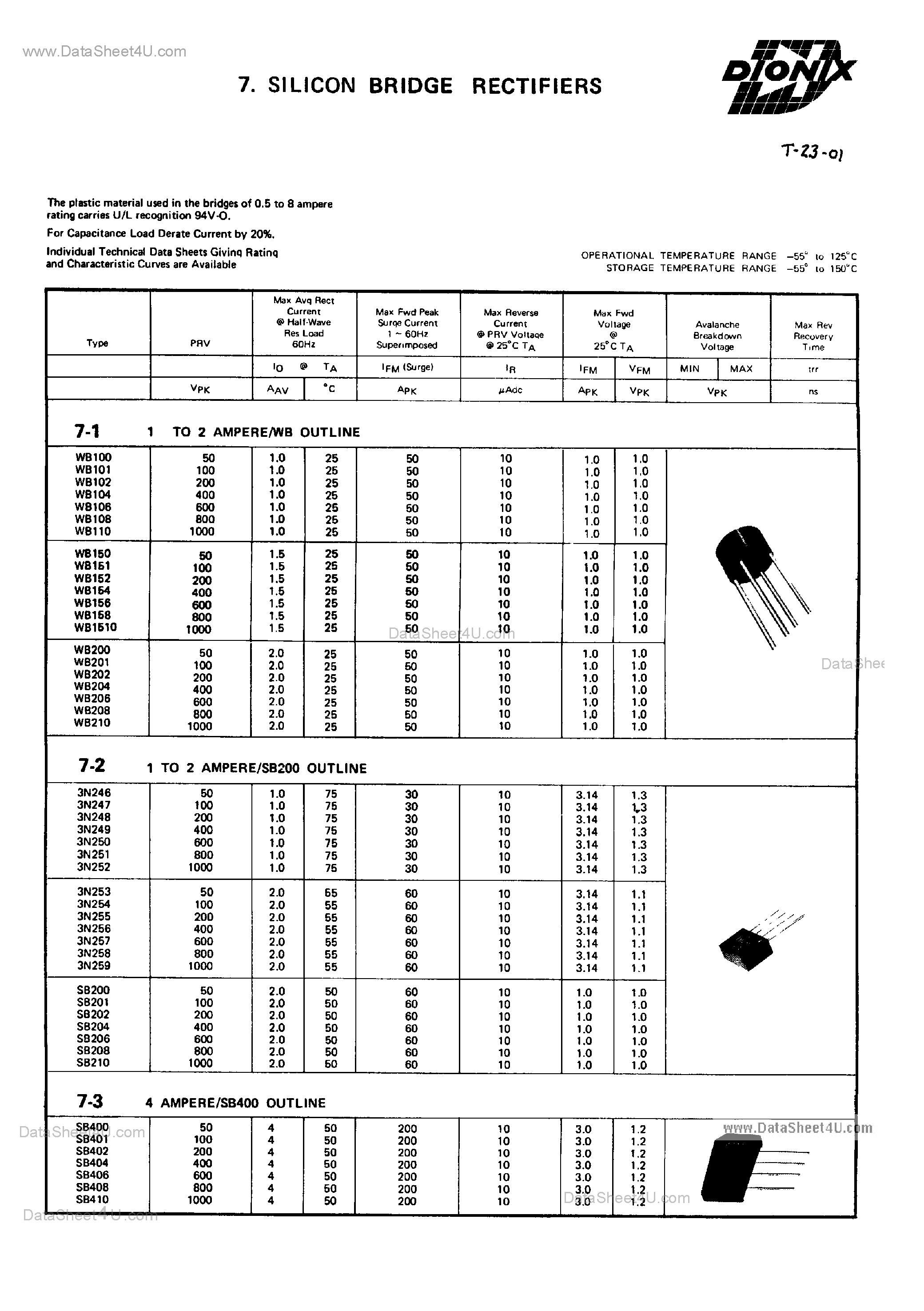 Datasheet SB206 - Silicon Bridge Rectifiers page 1