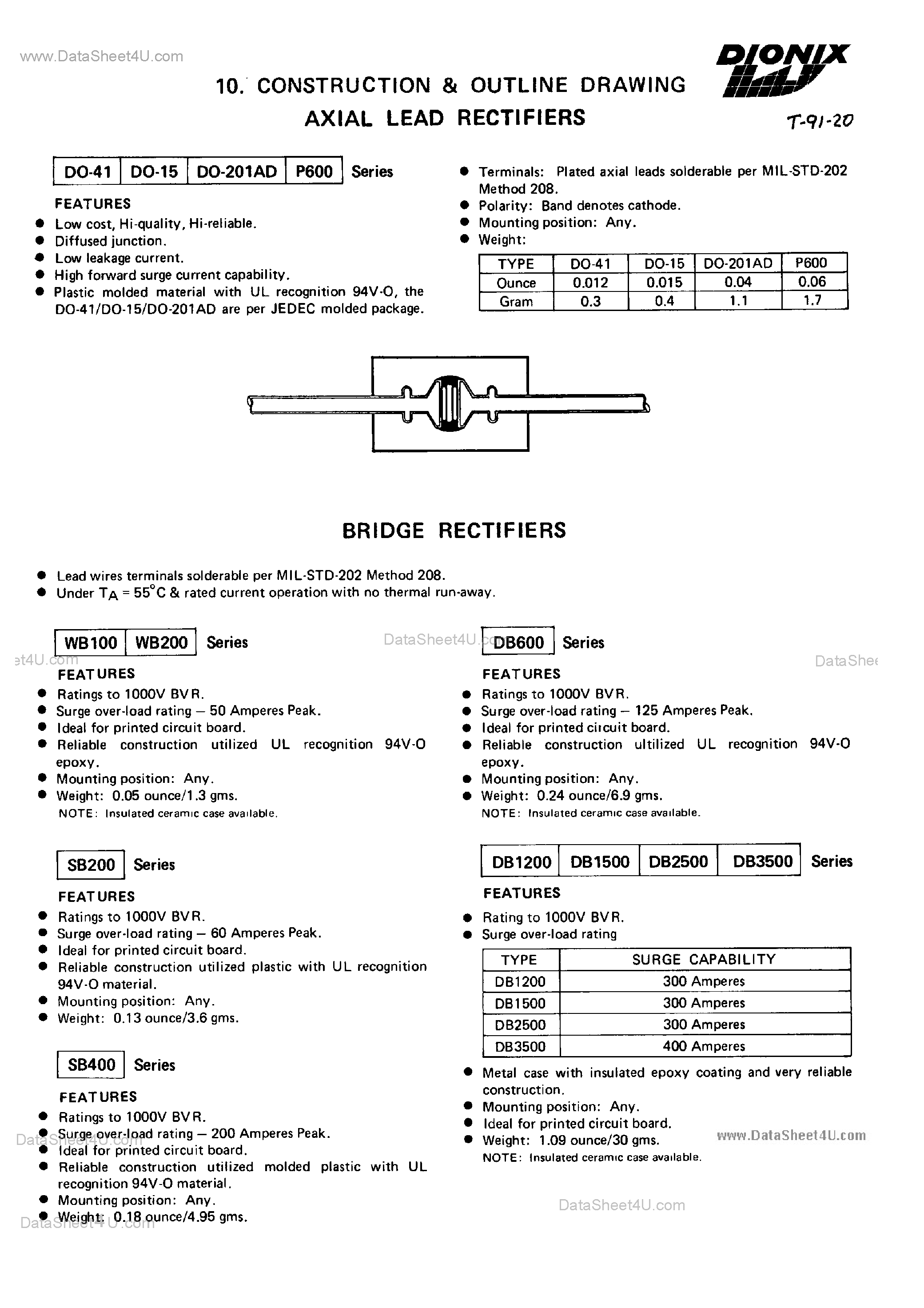 Datasheet SB206 - Silicon Bridge Rectifiers page 2