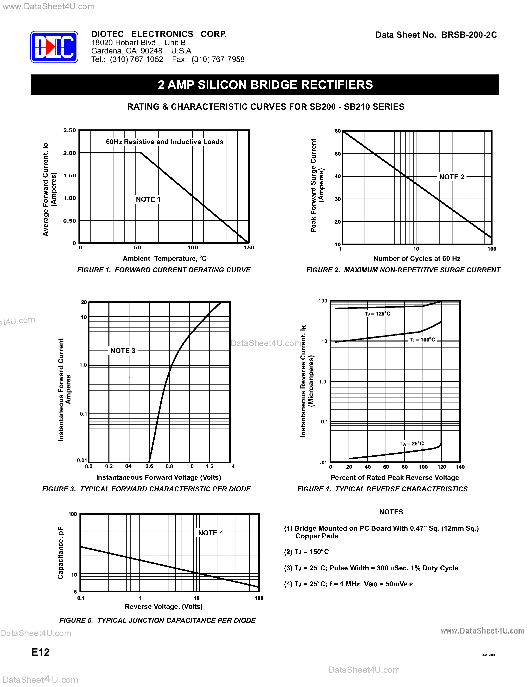 Datasheet SB200 - (SB200 - SB210) 2 Amp SIlicon Bridge Rectifiers page 2