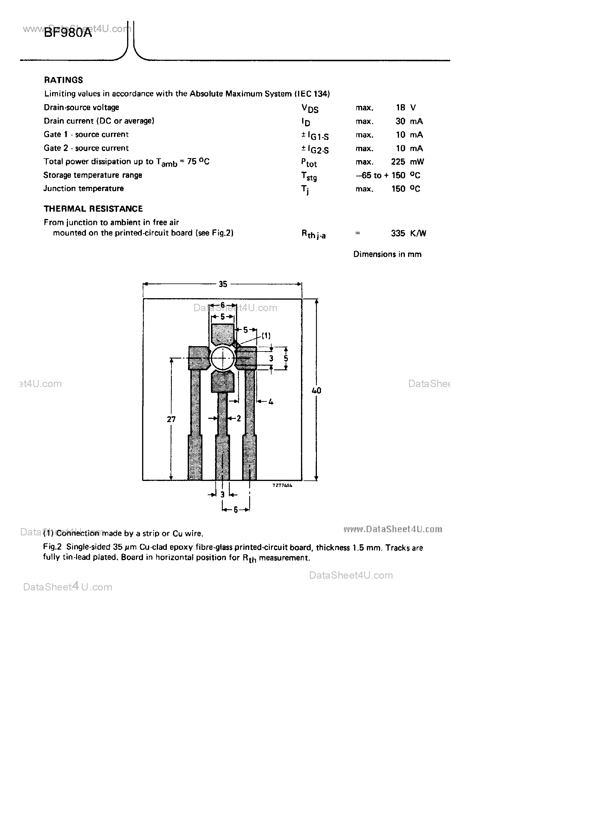 Datasheet BF980A - Silicon N-Channel Dual Gate MOS-FET page 2