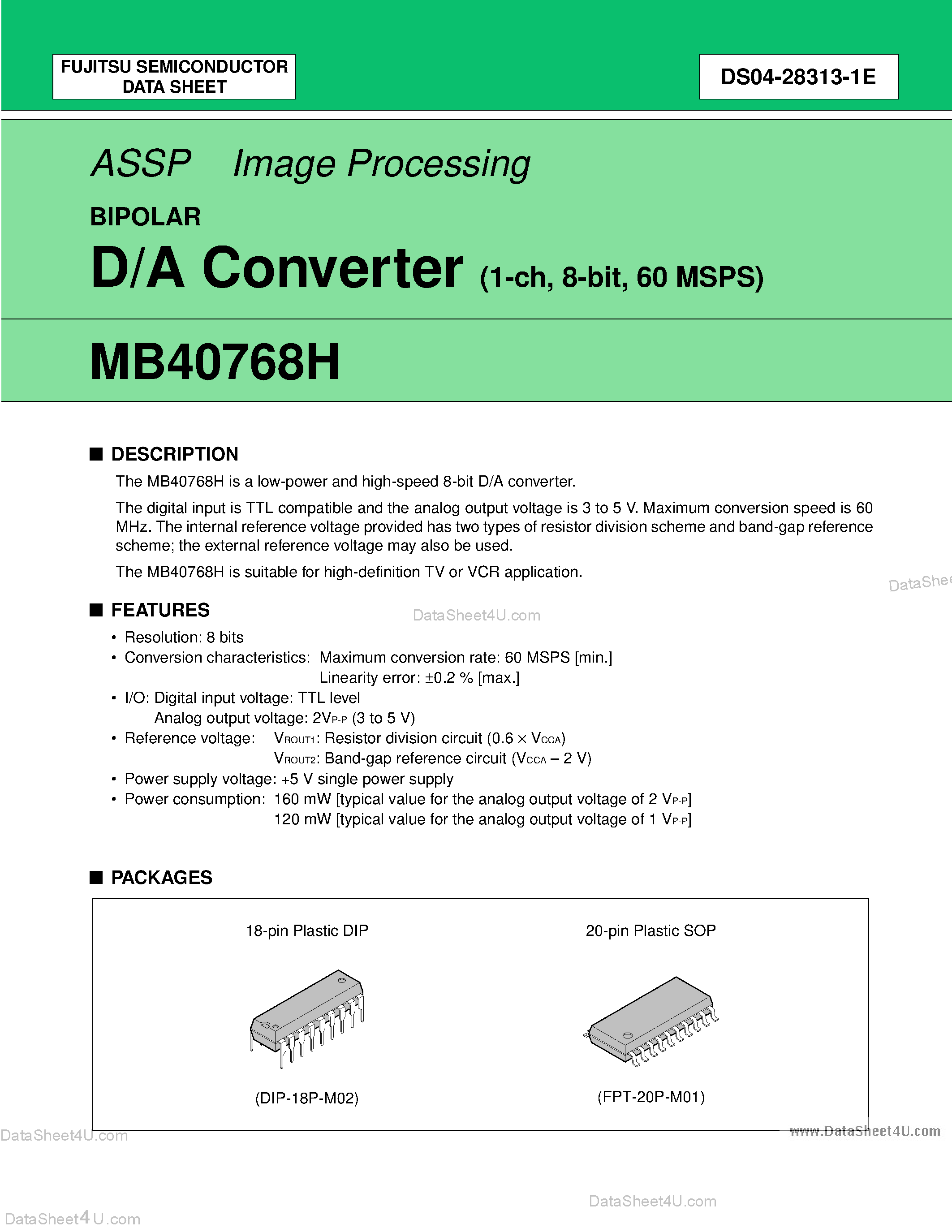 Даташит MB40768H - D/A Converter страница 1