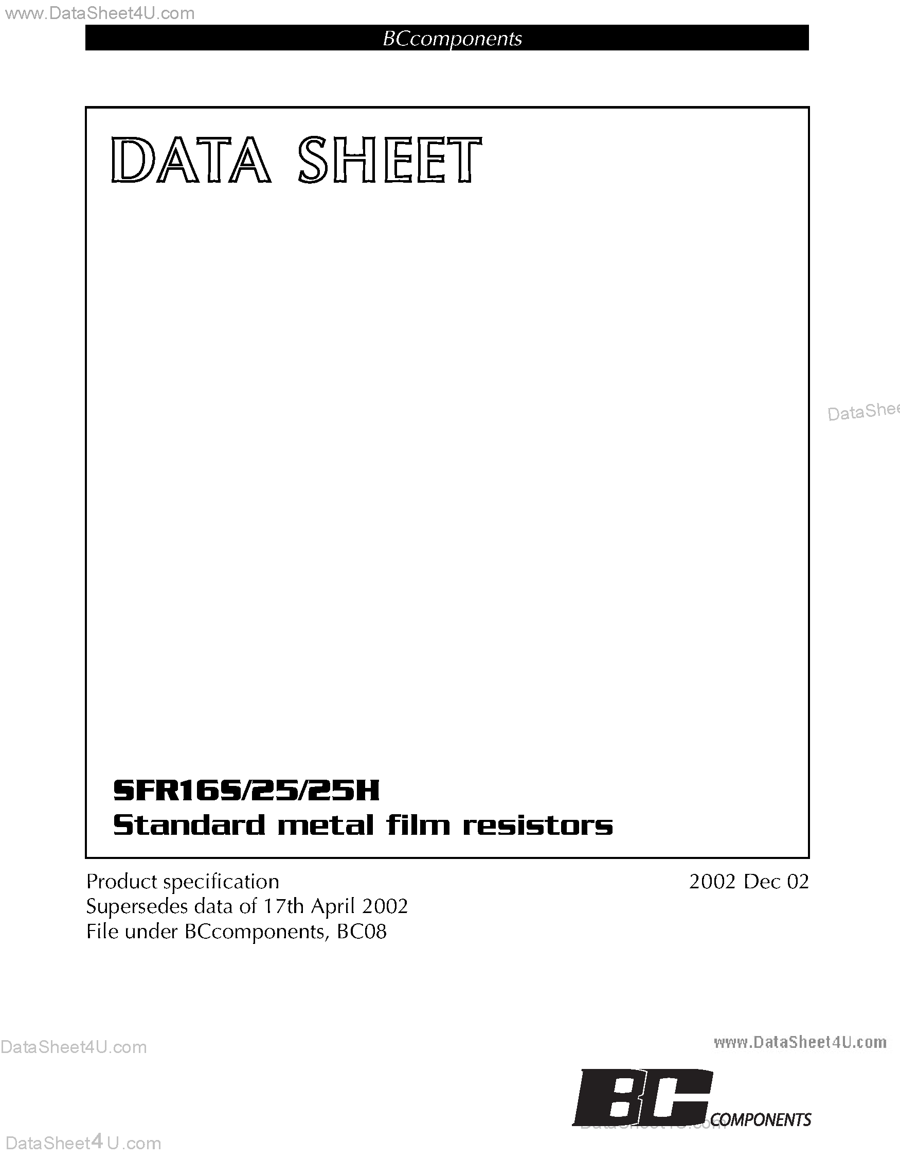 Даташит на микросхему 5043ED4K640F12AF5 страница 1 Даташит 5043ED4K640F12AF5 - Standard Metal Film Resistor страница 1