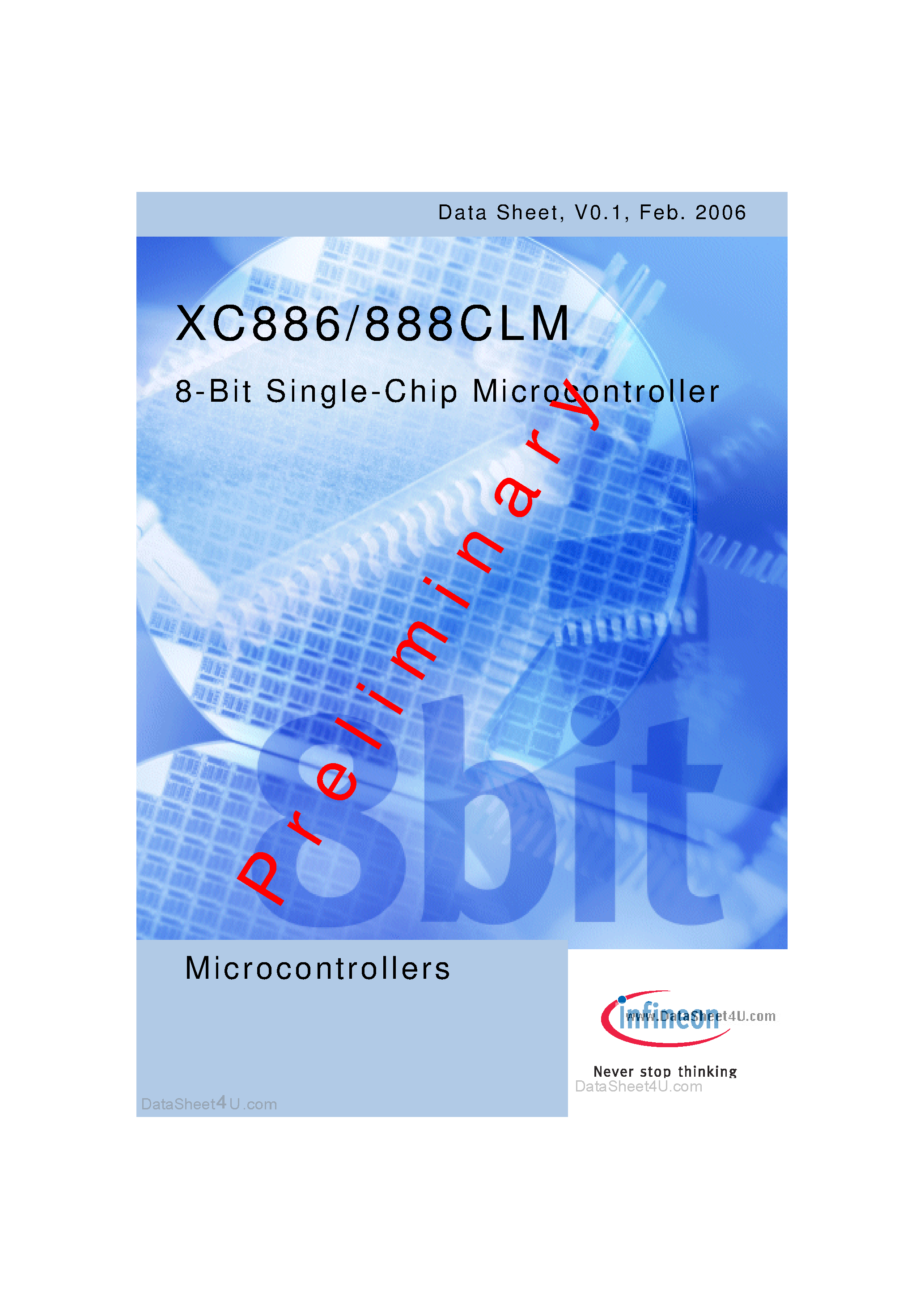 Даташит на микросхему XC886 страница 1 Даташит XC886 - (XC886 / XC888) 8-Bit Single-Chip Microcontroller страница 1