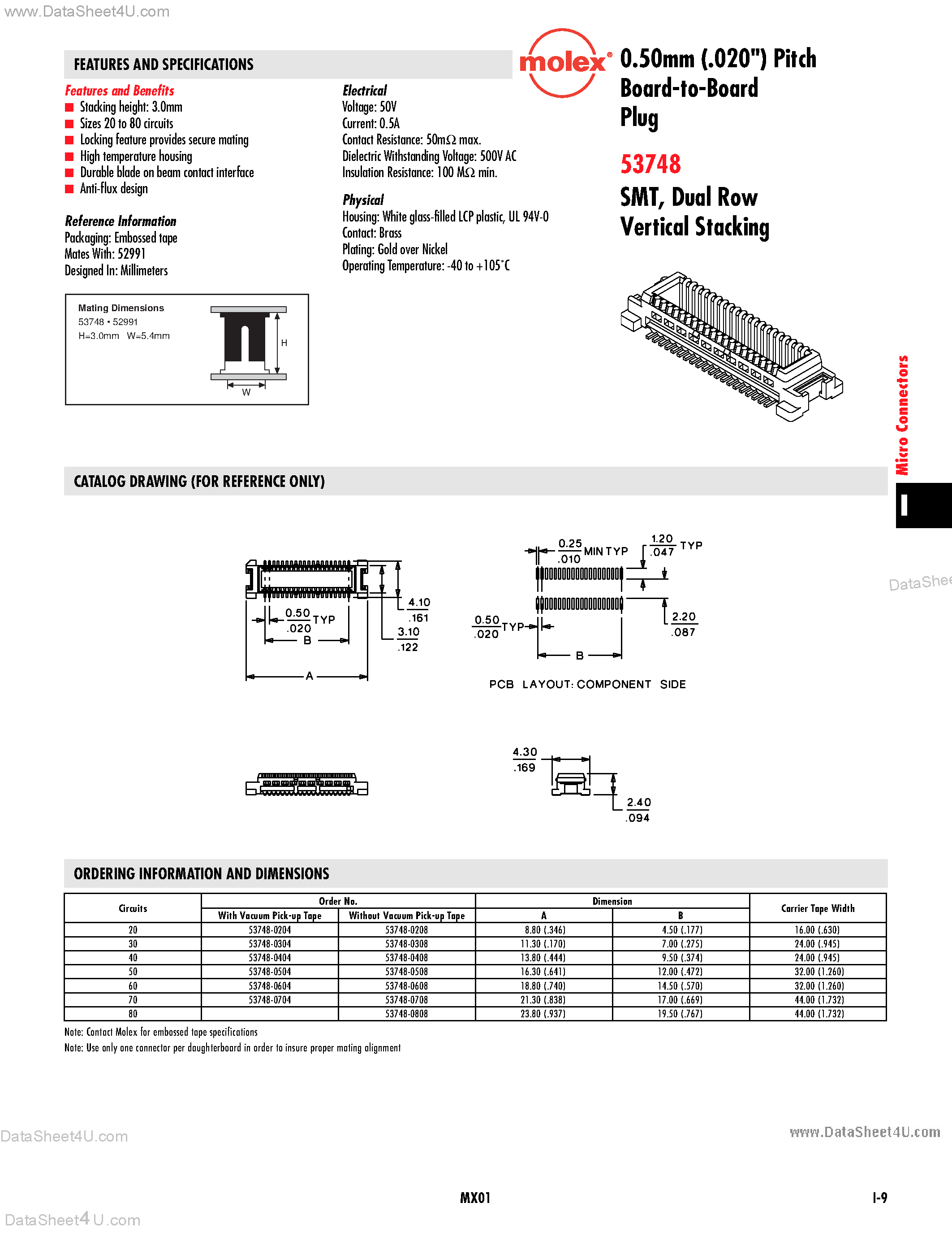 Даташит 53748-xxxx - HEADER CONNECTOR страница 1