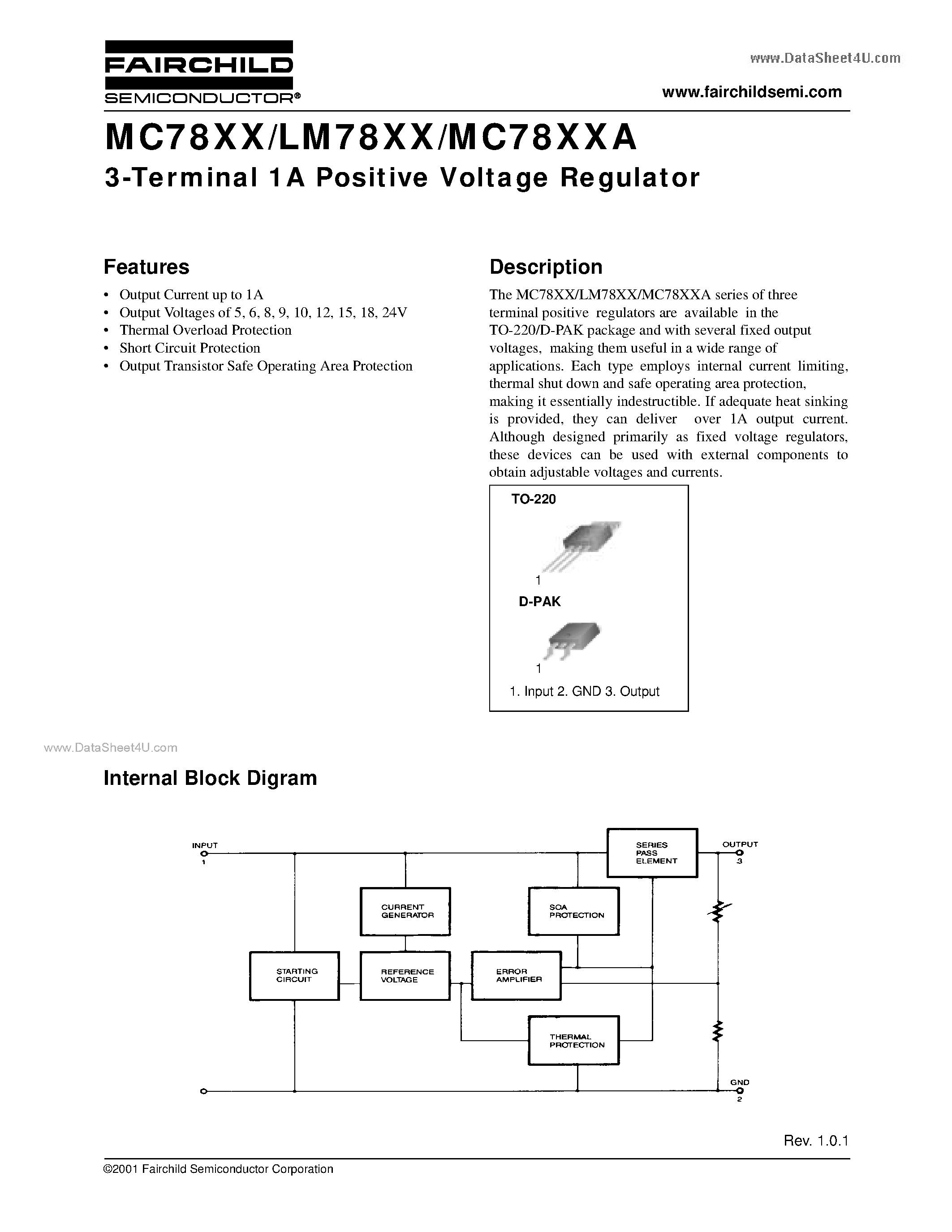 Datasheet 7818CT page 1 Datasheet 7818CT - Search -----> MC7818CT page 1