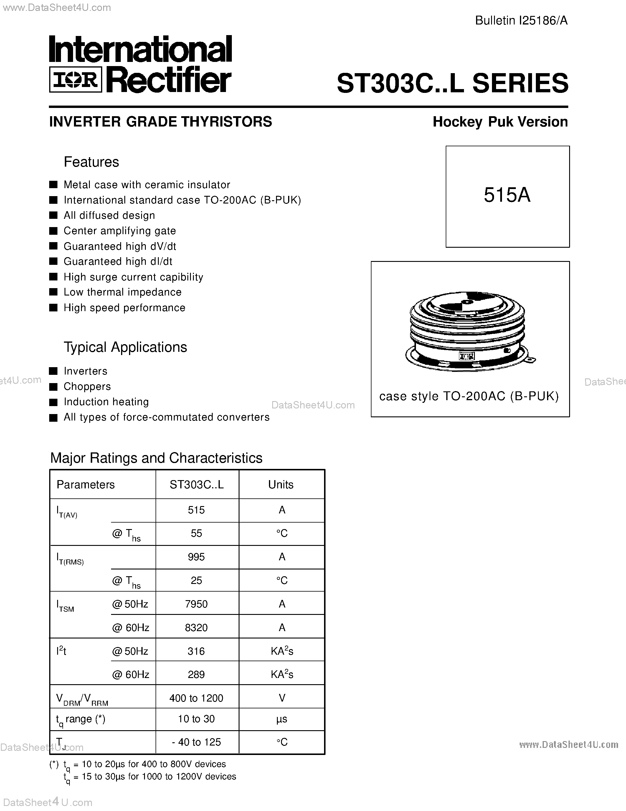 Даташит ST303C - INVERTER GRADE THYRISTORS Hockey Puk Version страница 2
