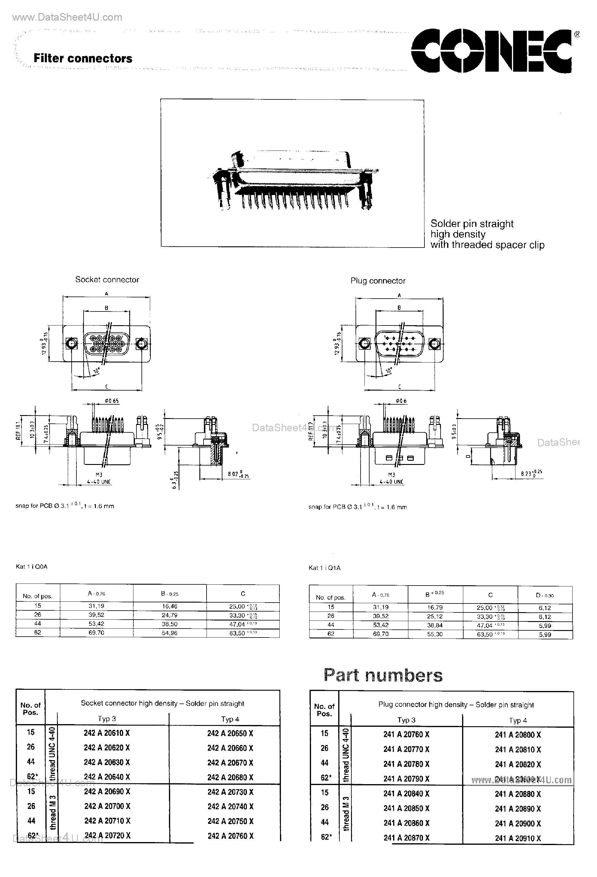 Даташит 241A20810X - CONNECTOR страница 1