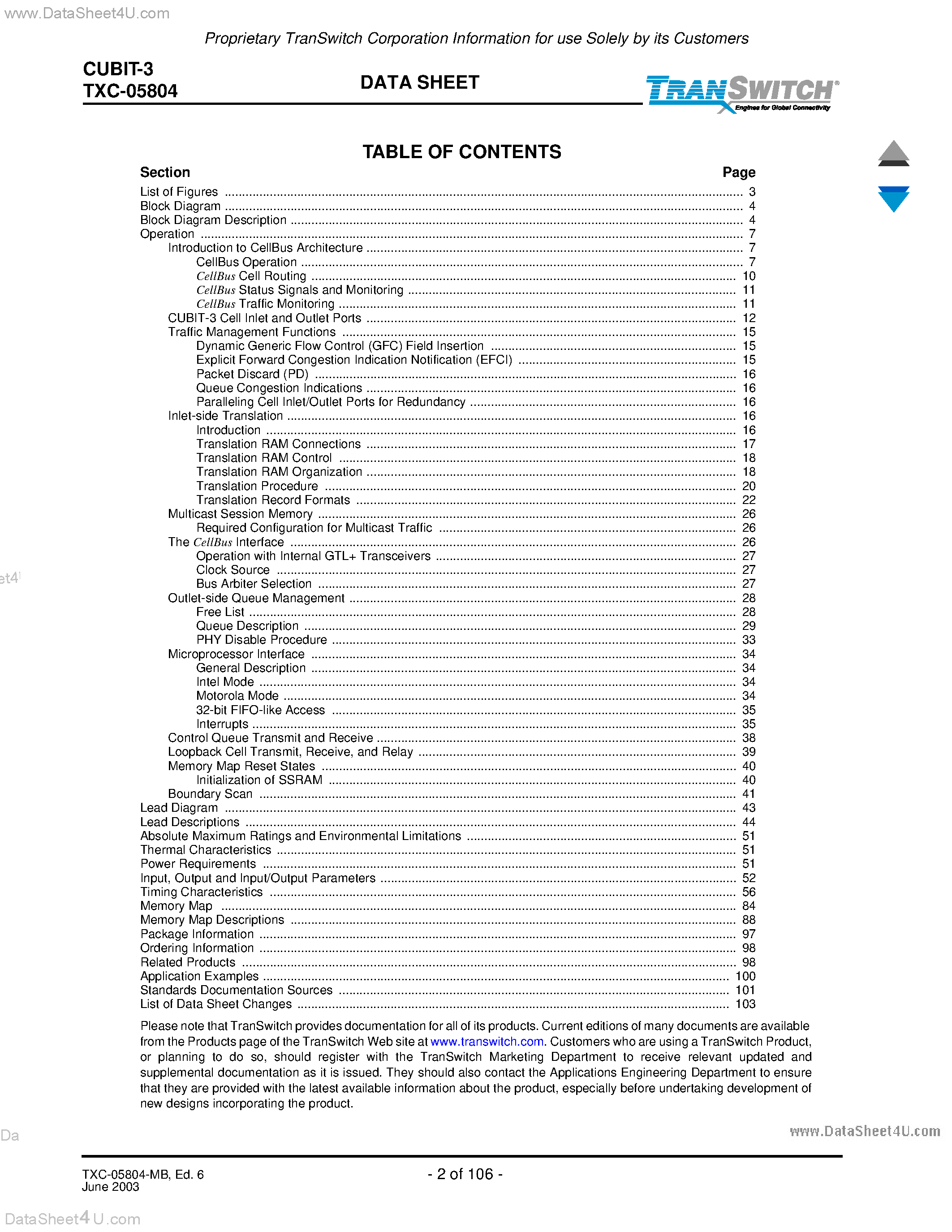 Datasheet TXC-05804 - ATM DATA-LINK SWITCHING/ROUTING page 2