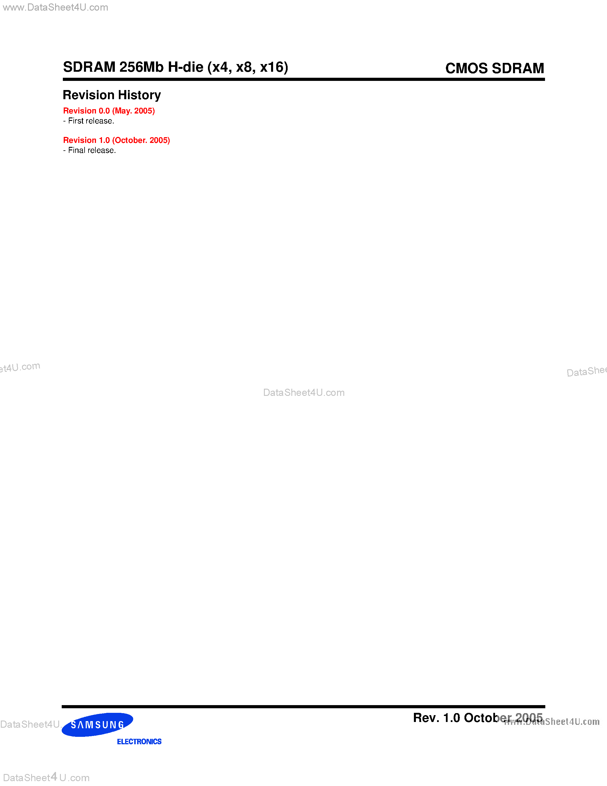Datasheet K4S561632H page 2 Datasheet K4S561632H - 256Mb H-Die SDRAM page 2