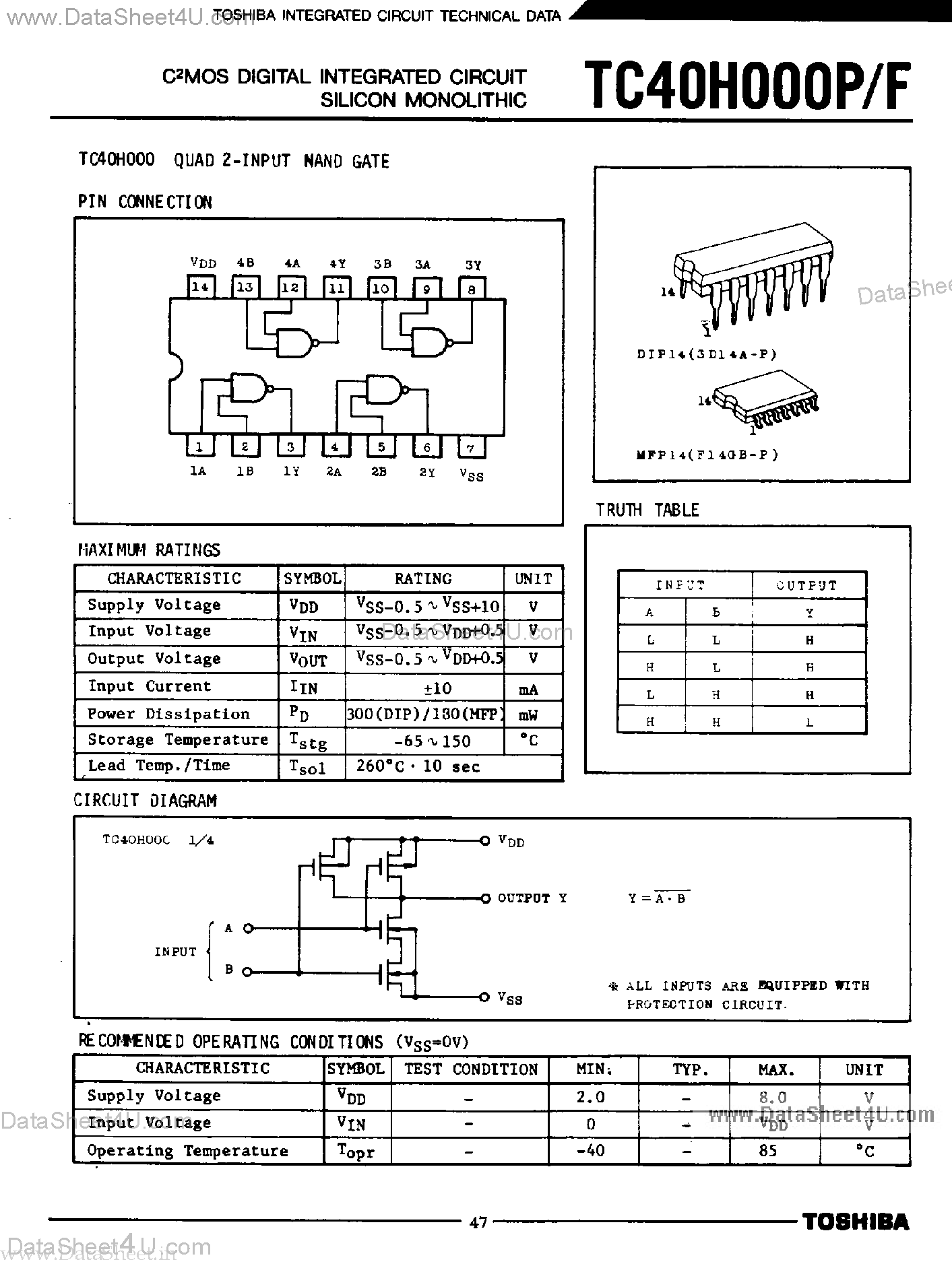 Datasheet 40H000F - Search -----> TC40H000F page 1