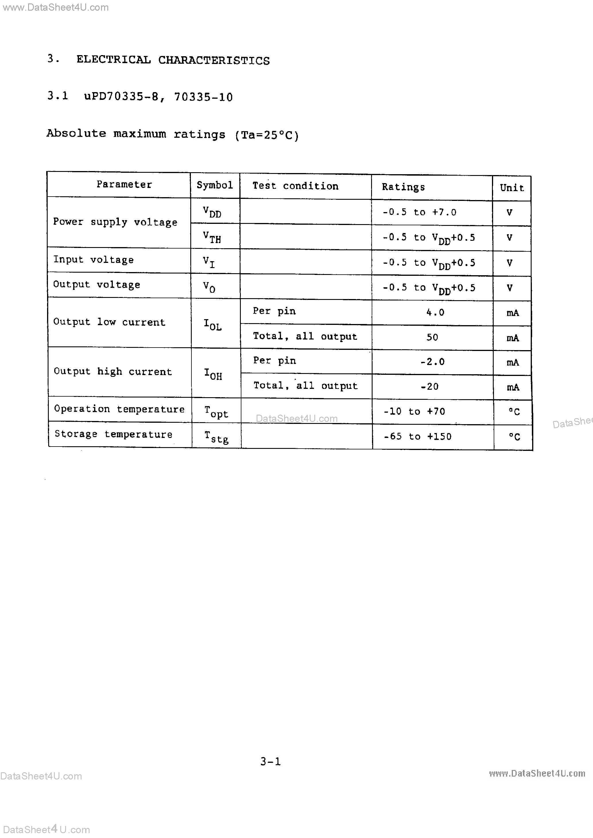 Даташит на микросхему UPD70335-10 страница 1 Даташит UPD70335-10 - (UPD70335-8/-10) MicroController страница 1
