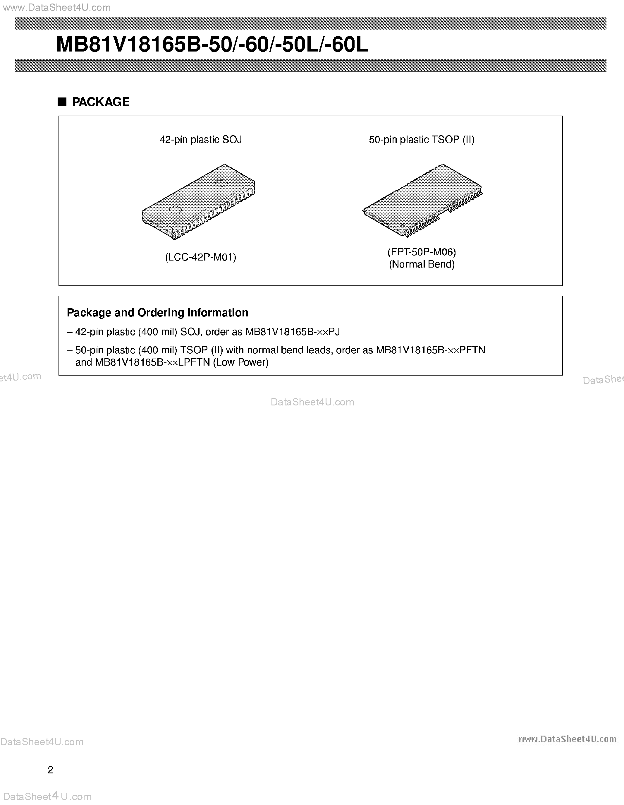 Datasheet MB81V18165B - 1M x 16-Bit Hyper Page Mode DRAM page 2