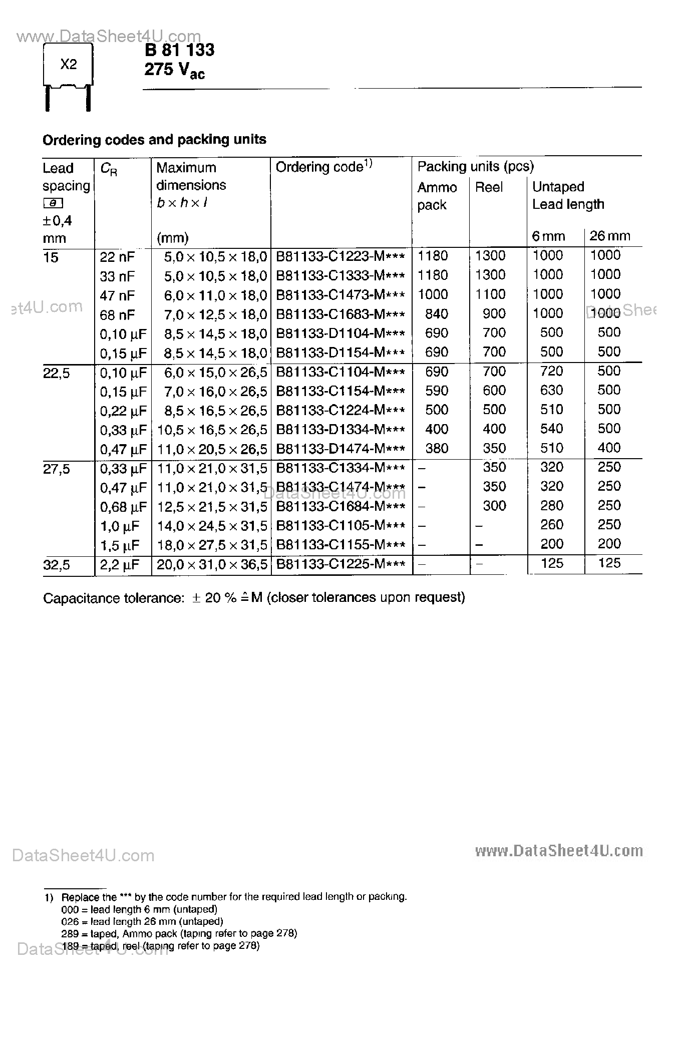 Datasheet B81133-C1474-M000 - EMI Suppression Capacitors page 2