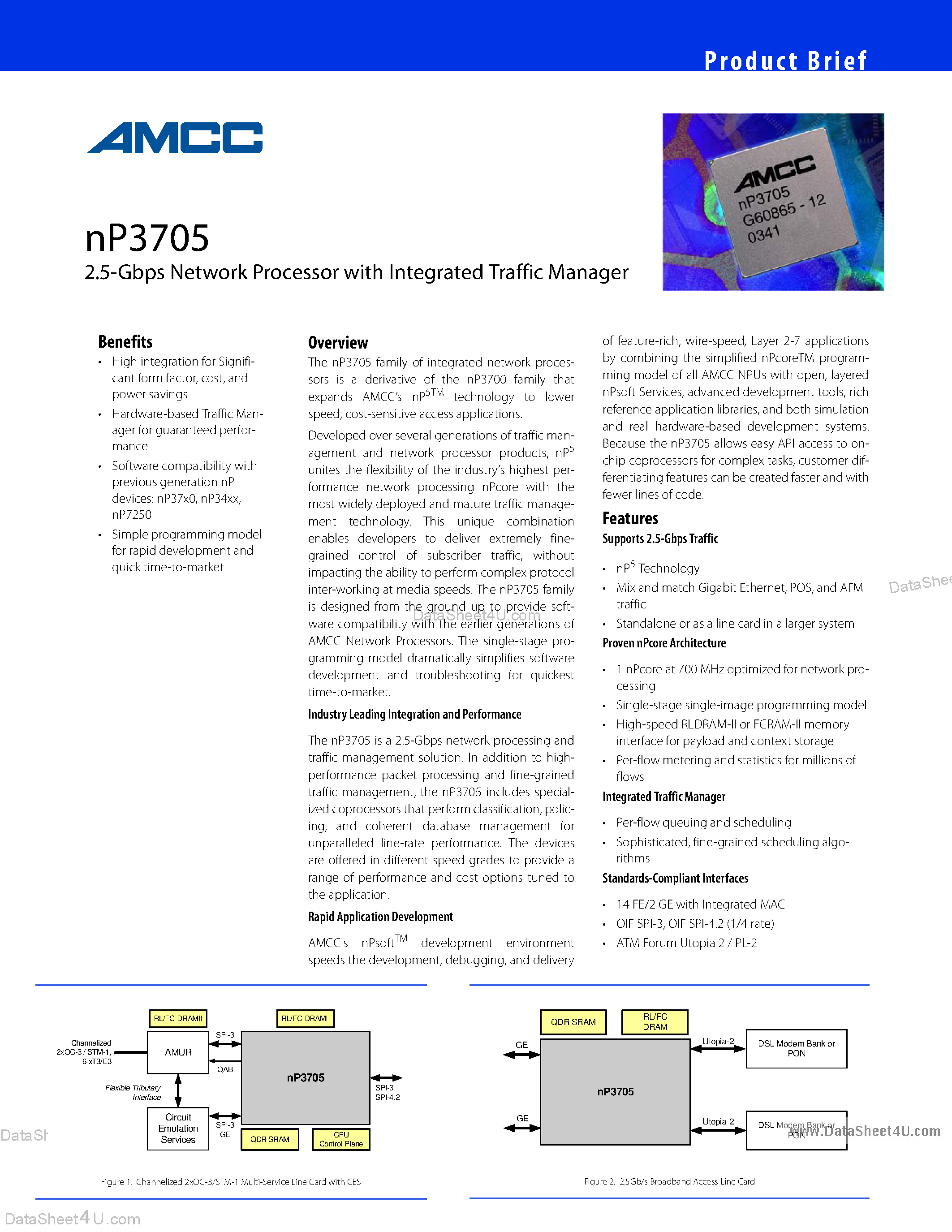 Datasheet NP3705 - 2.5-Gbps Network Processor page 1