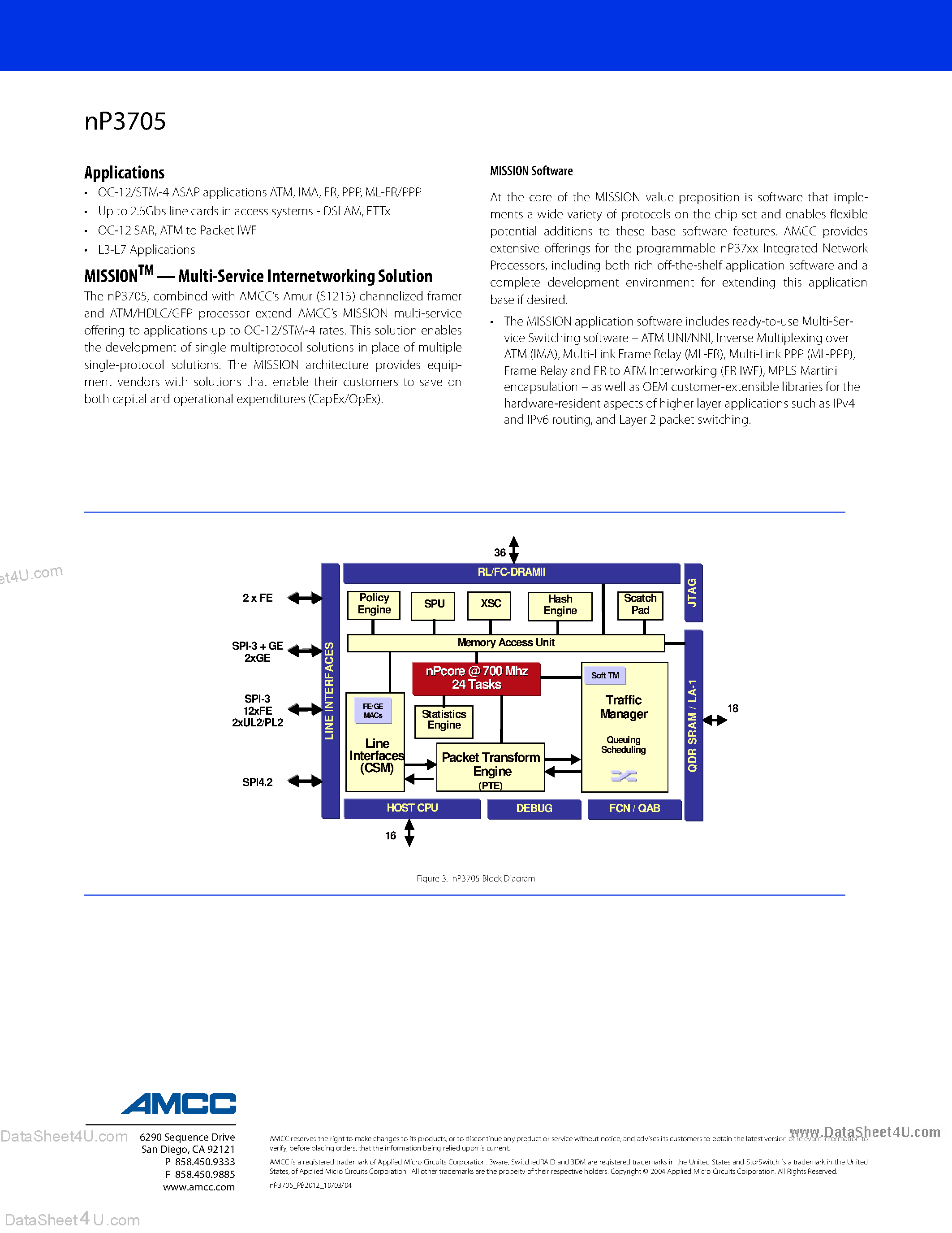 Datasheet NP3705 - 2.5-Gbps Network Processor page 2