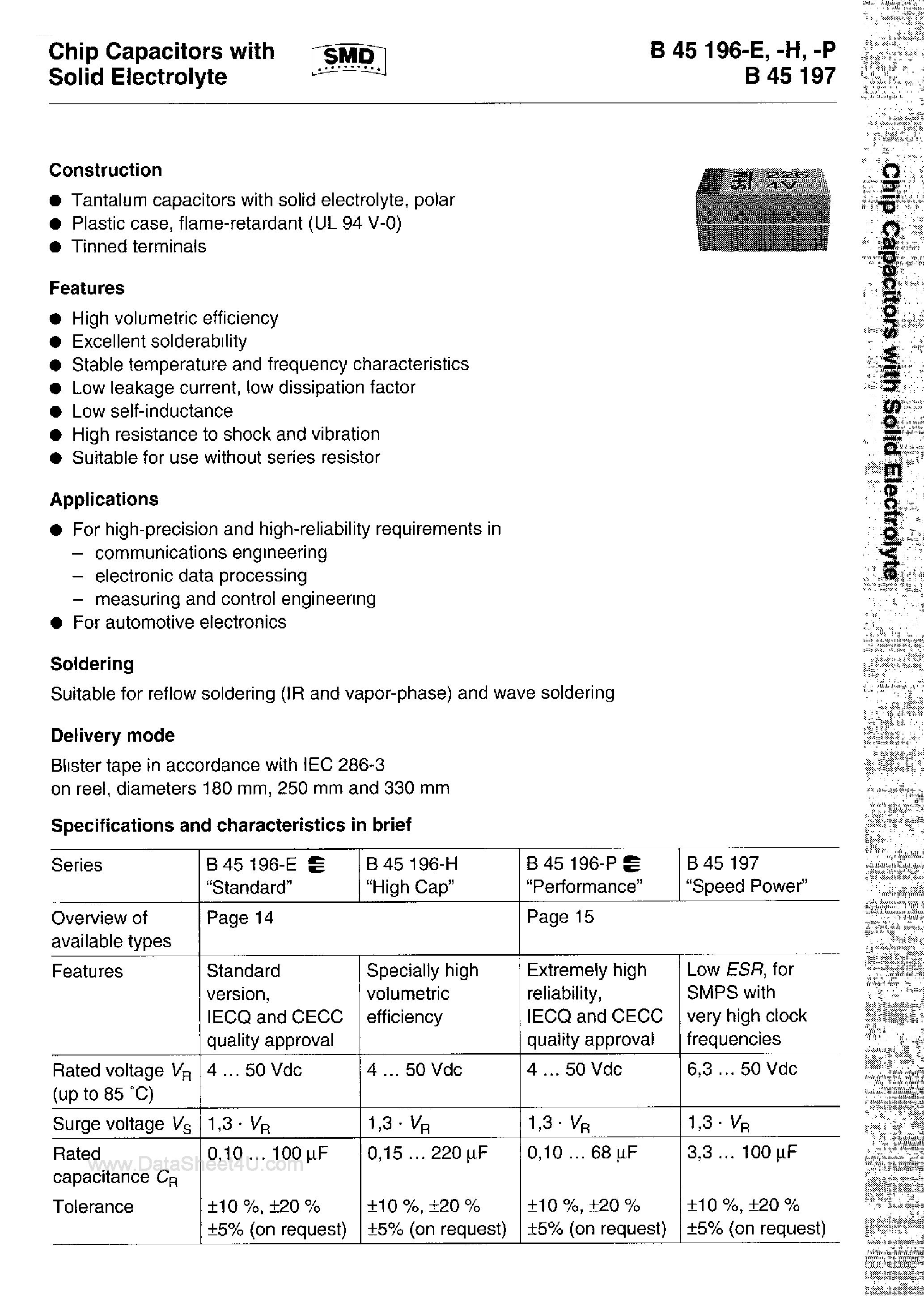 Datasheet B45196 - (B45196 / B45197) Chip Capacitors page 1
