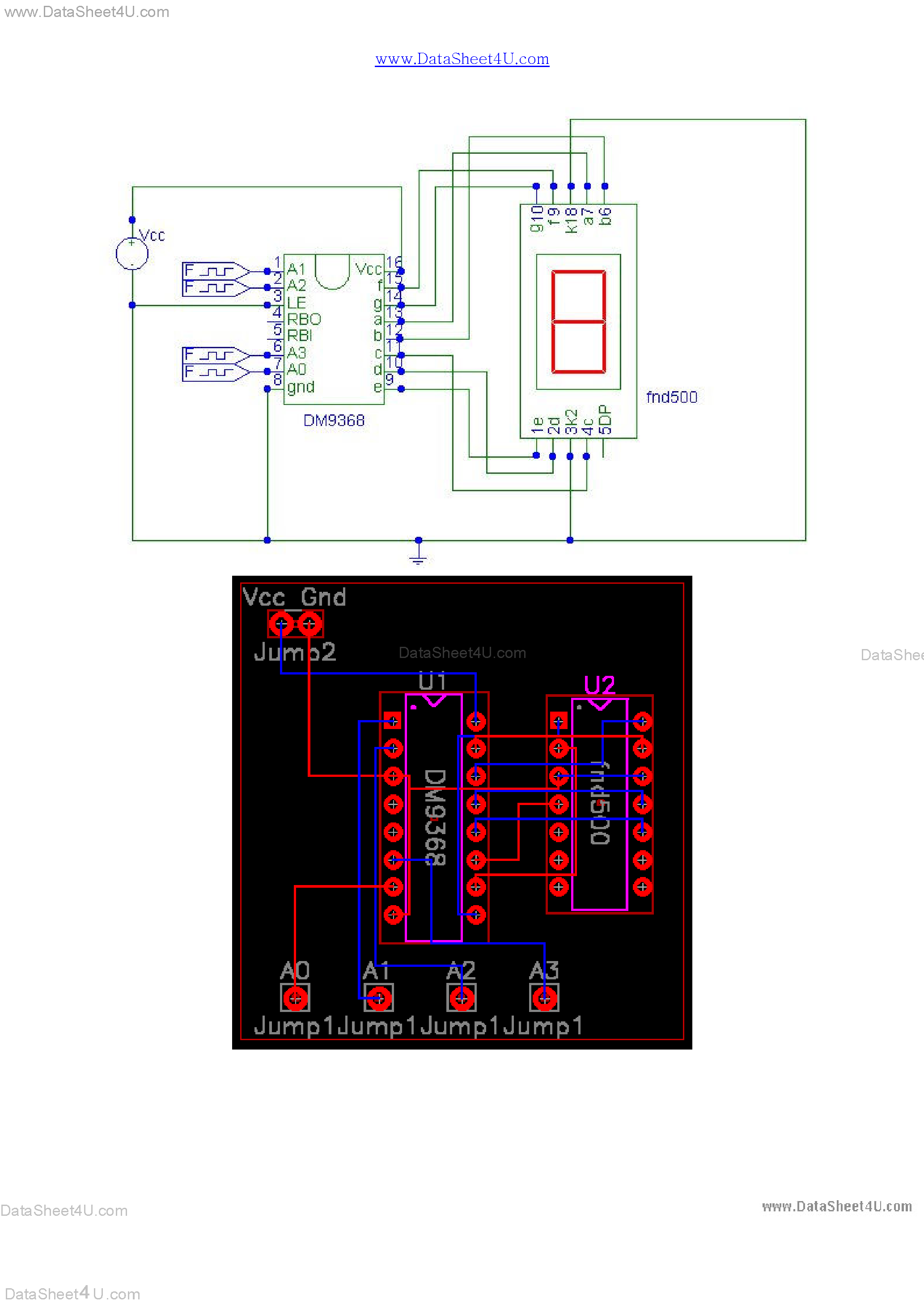 Datasheet FND500 - 7 Segment Display with hexadecimal decoding page 1