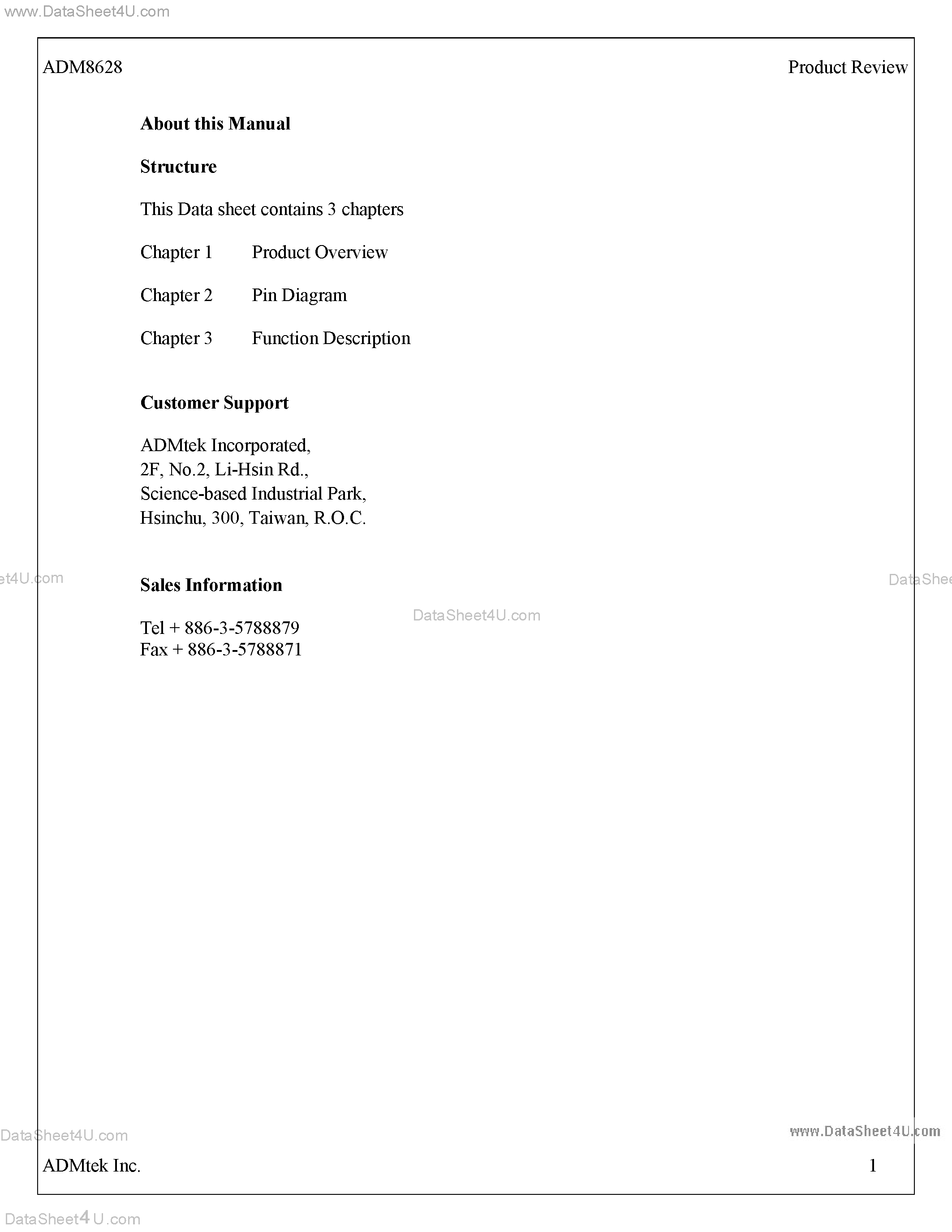 Datasheet ADM8628 - Controller Miscellaneous page 2