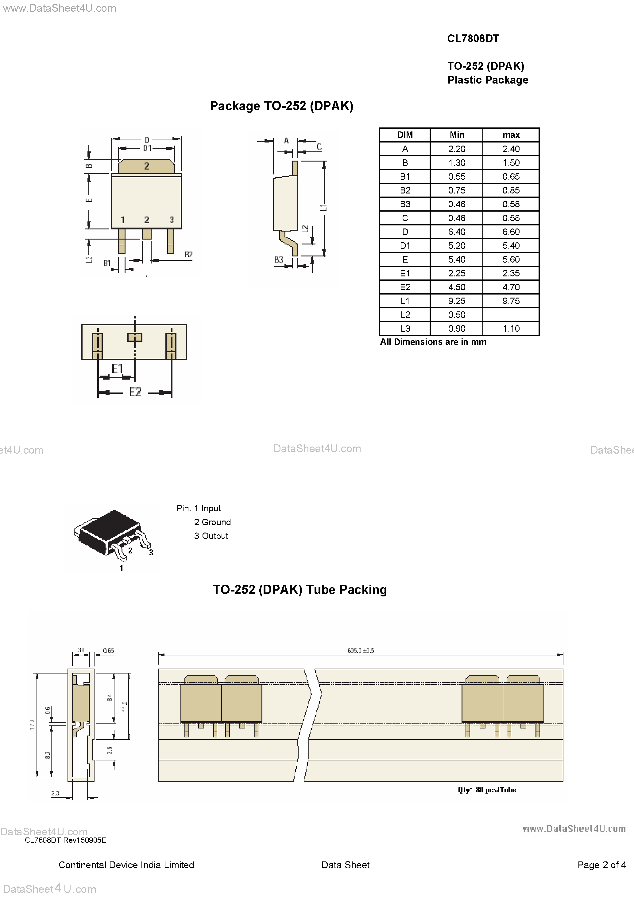 Datasheet CL7808DT - 3-TERMINAL POSITIVE VOLTAGE REGULATOR page 2