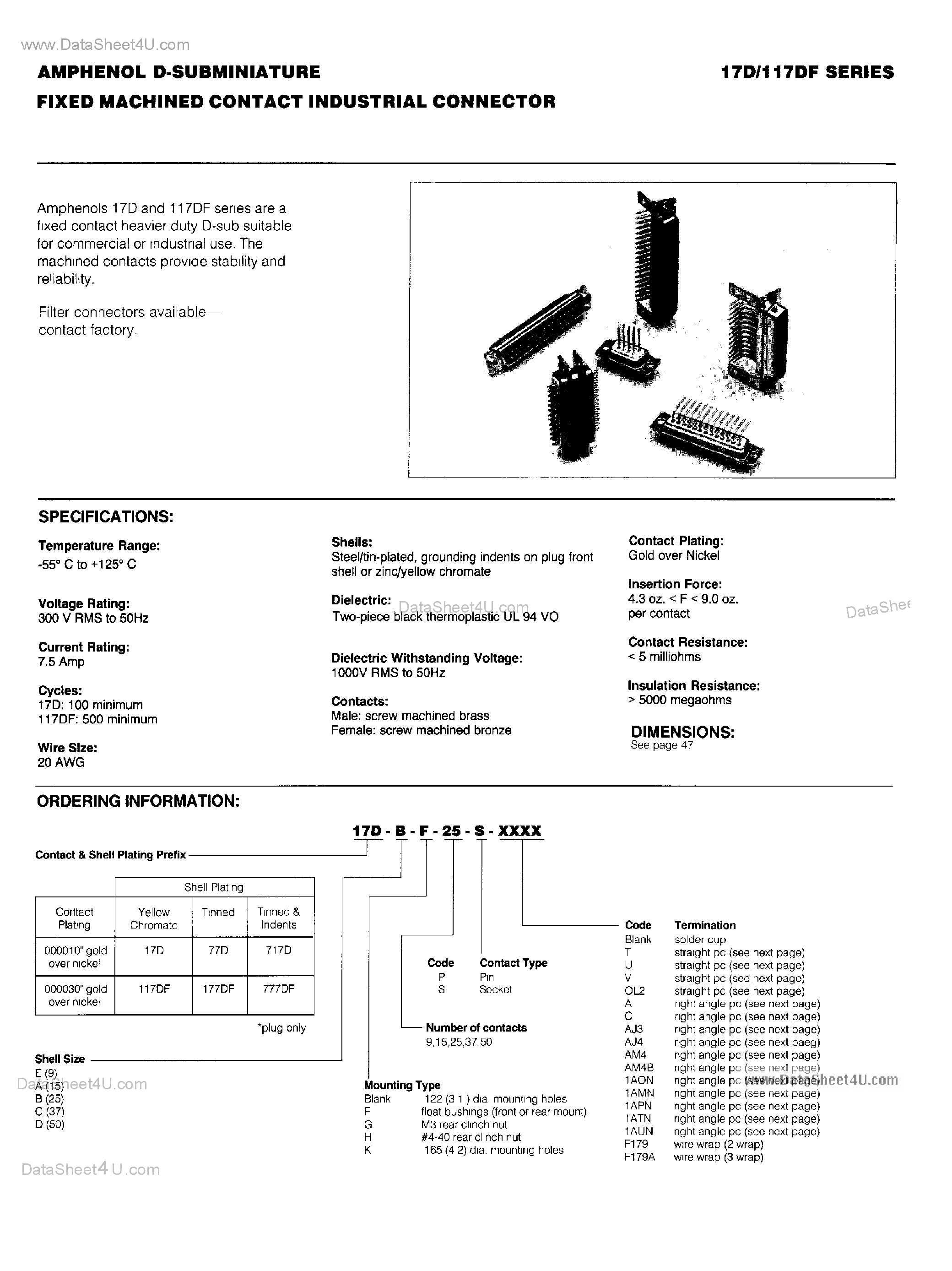 Даташит 17D-A-x-xx-x - (17D Series) CONNECTOR страница 1