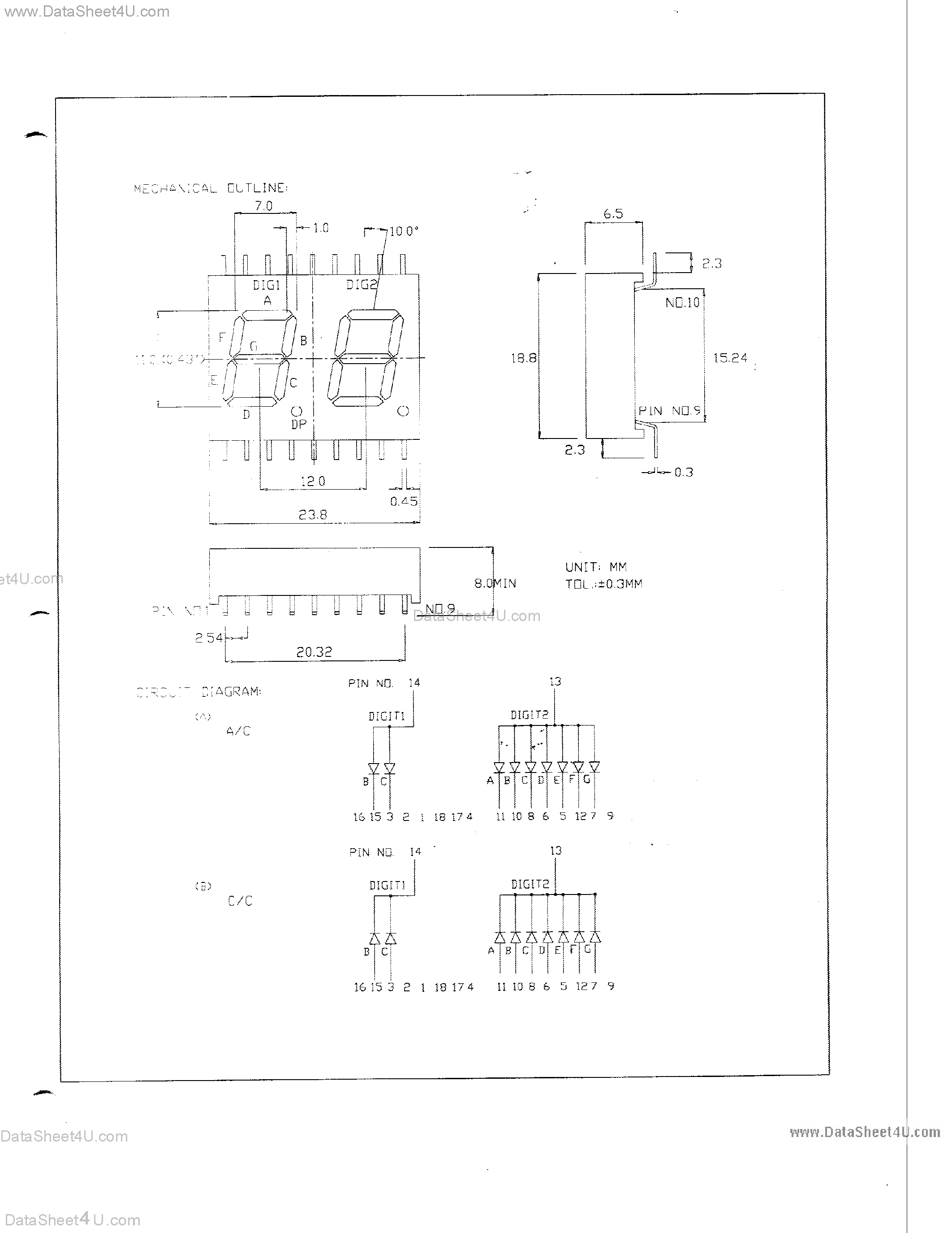 Datasheet MS246A - 0.43 DUAL DIGIT NUMERIC DISPLAYS page 2