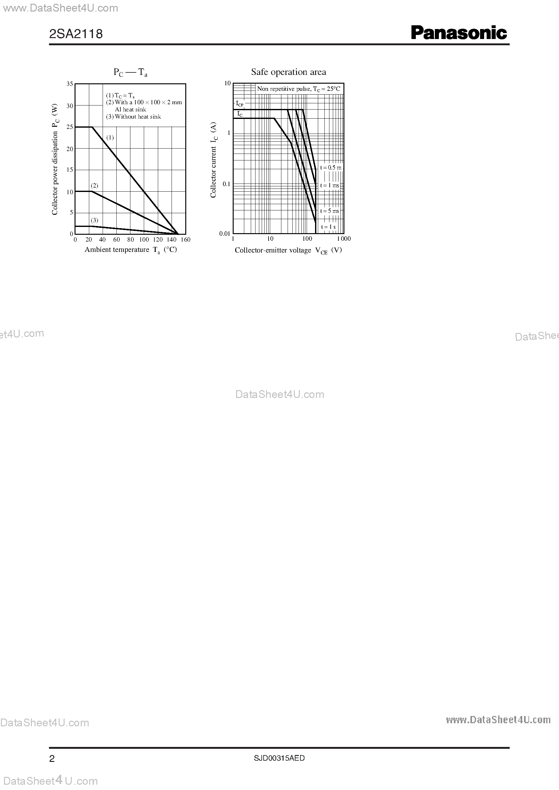Datasheet 2SA2118 page 2 Datasheet 2SA2118 - Power Transistors Silicon PNP epitaxial planar type page 2
