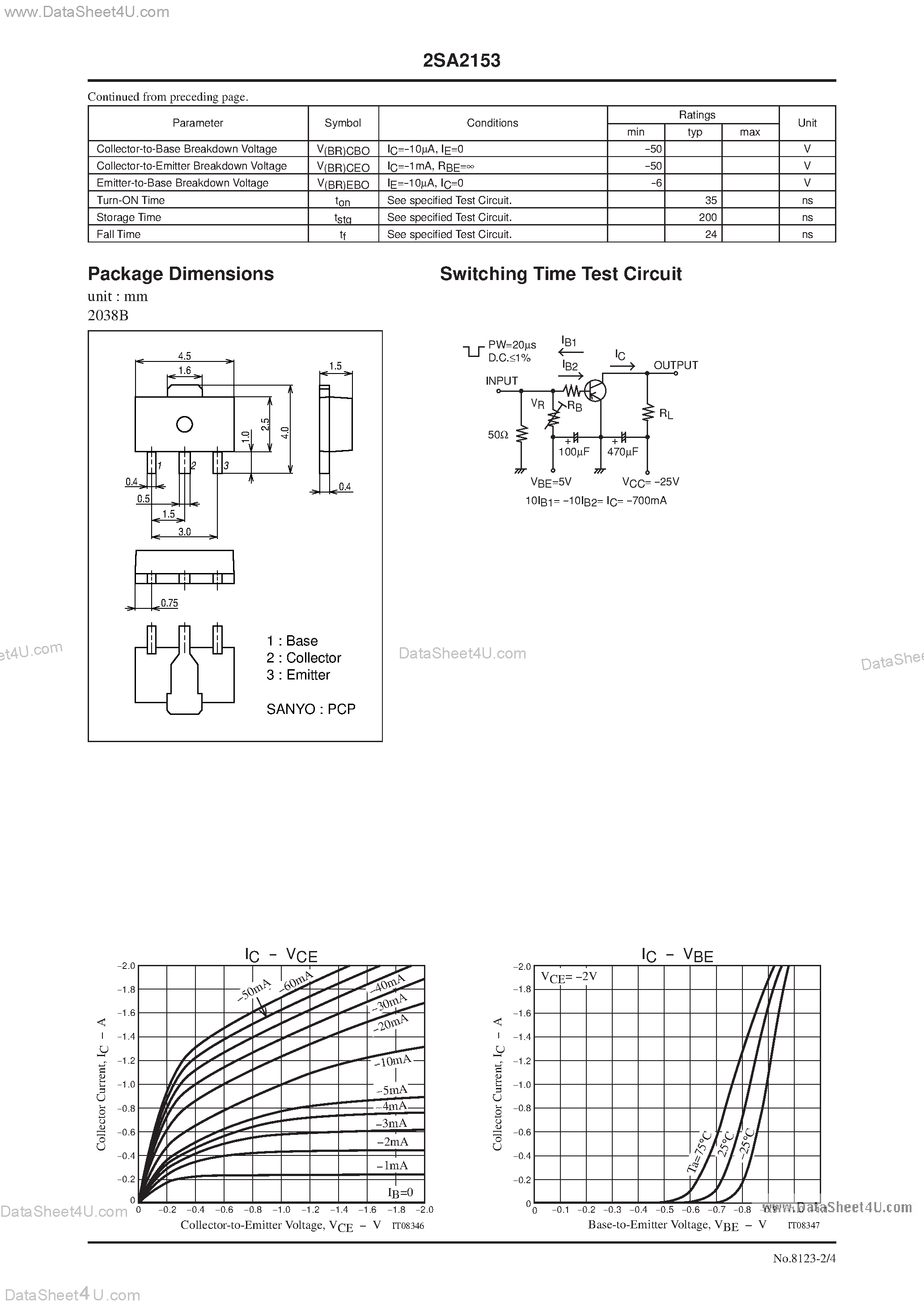 Datasheet 2SA2153 - High Current Switching Applications page 2