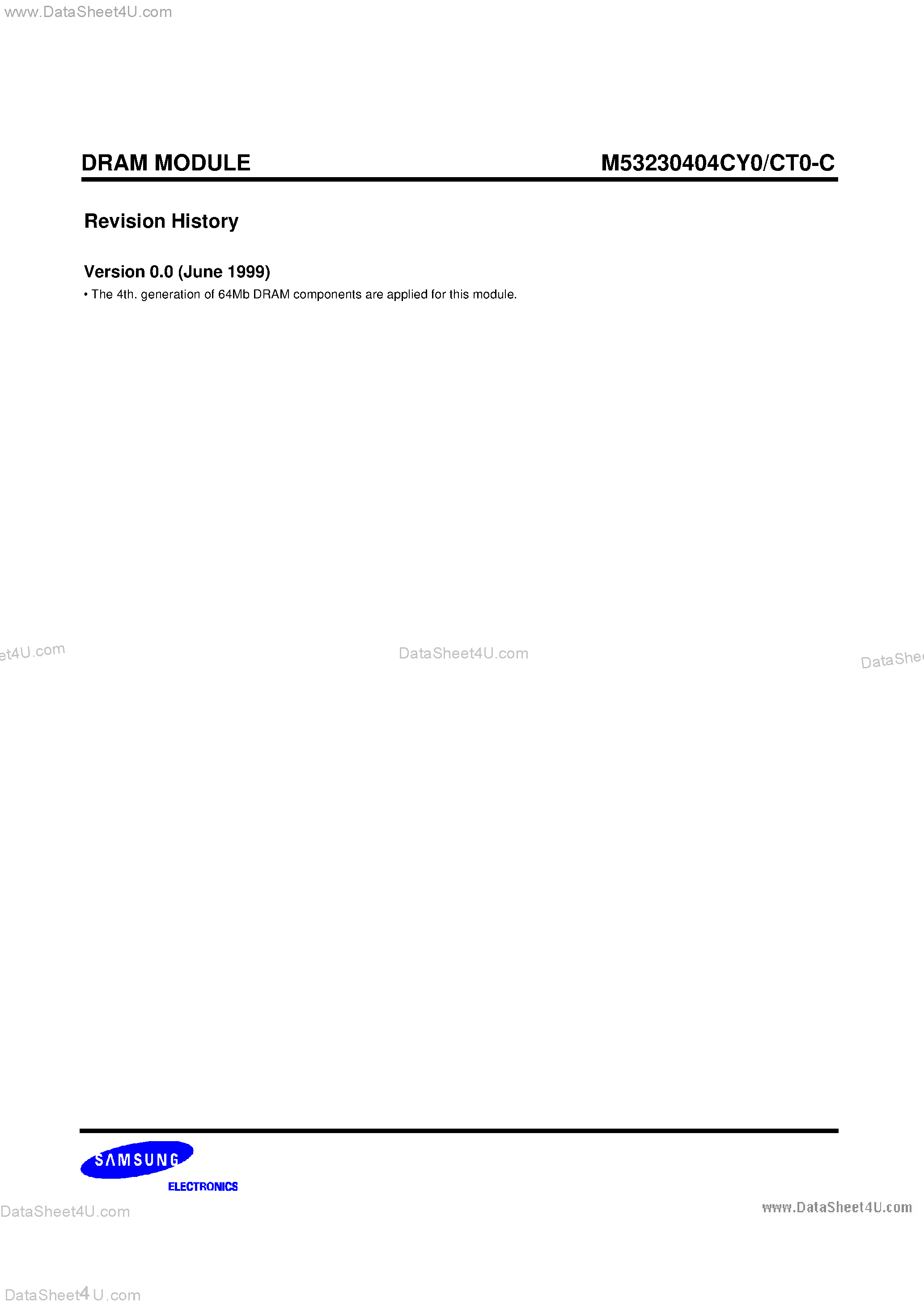 Даташит на микросхему M53230404CT0-C страница 2 Даташит M53230404CT0-C - (M53230404CT0/CY0) DRAM Module страница 2