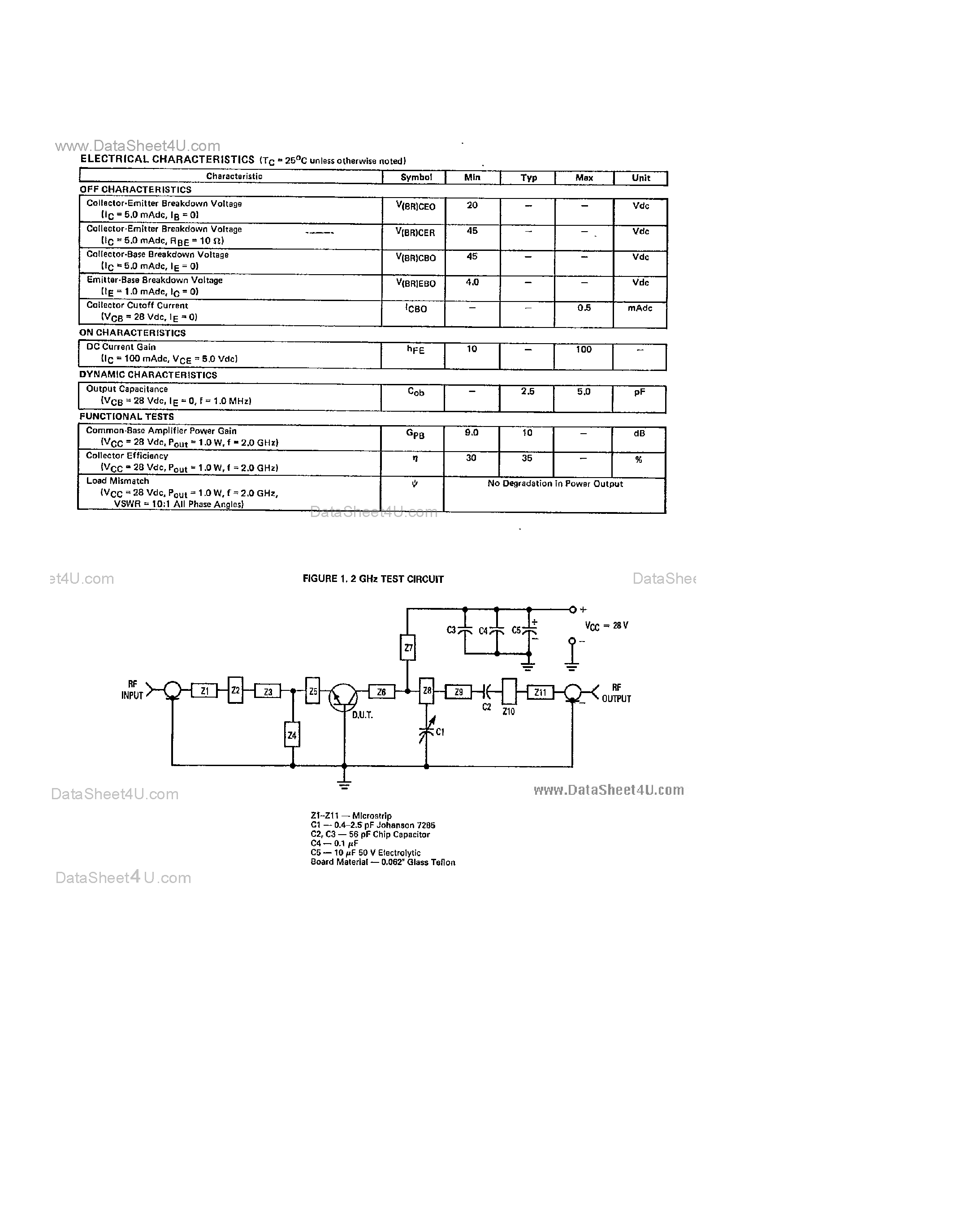 Datasheet MRF2001 page 2 Datasheet MRF2001 - Microwave Power Transistors page 2