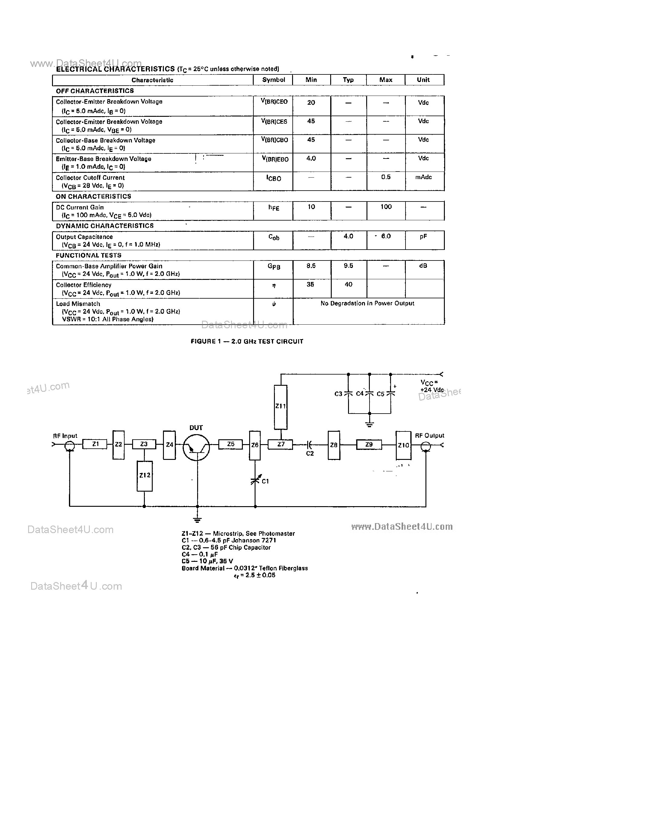 Datasheet MRF2001M page 2 Datasheet MRF2001M - Microwave Power Transistors page 2